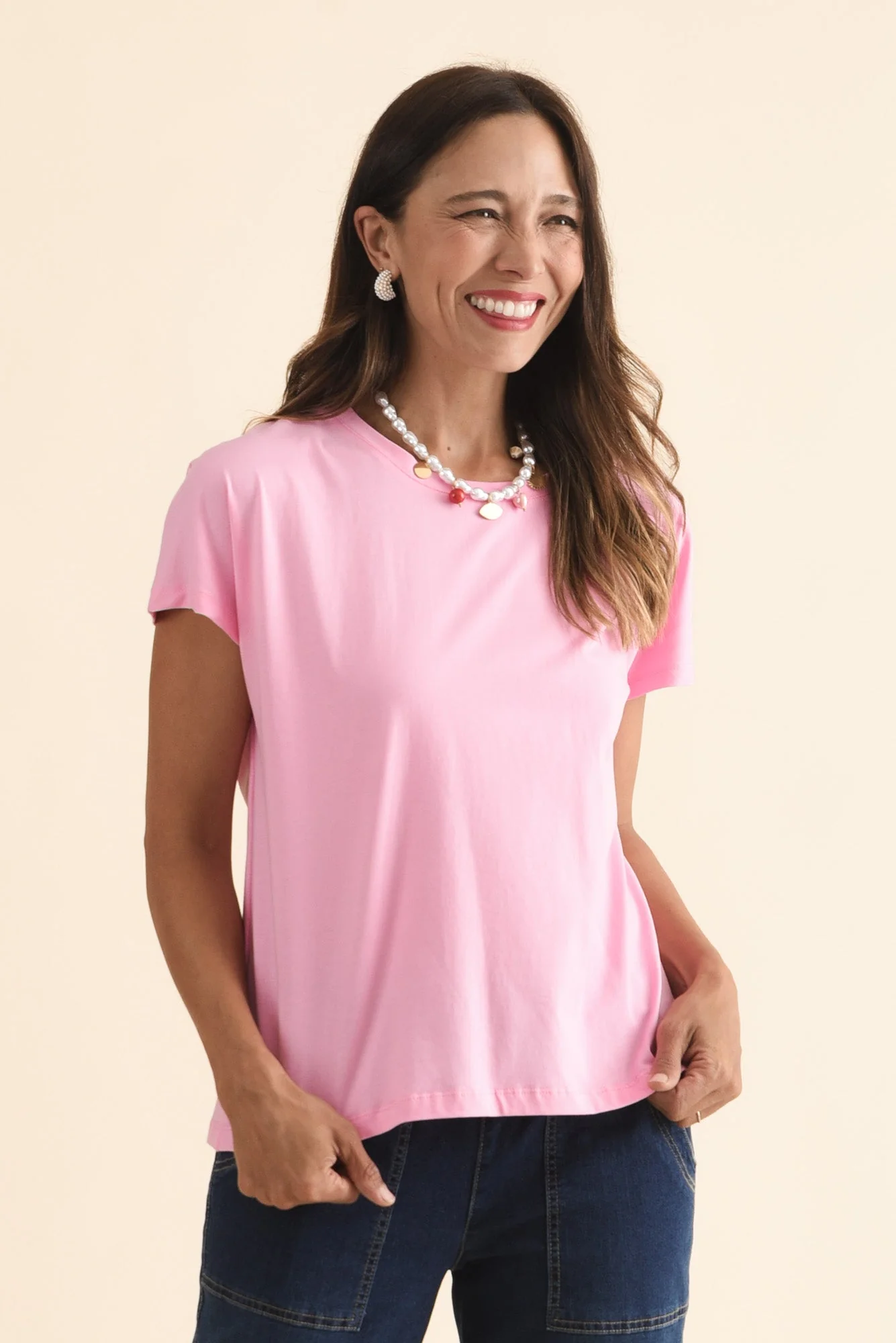 Abbi Pink Cotton Tee