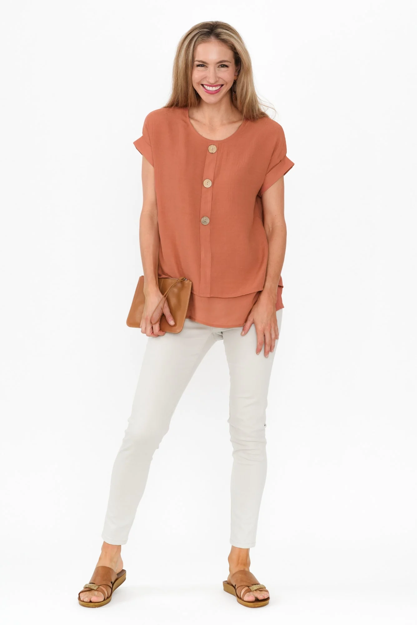 Abilene Rust Button Top - Image 4