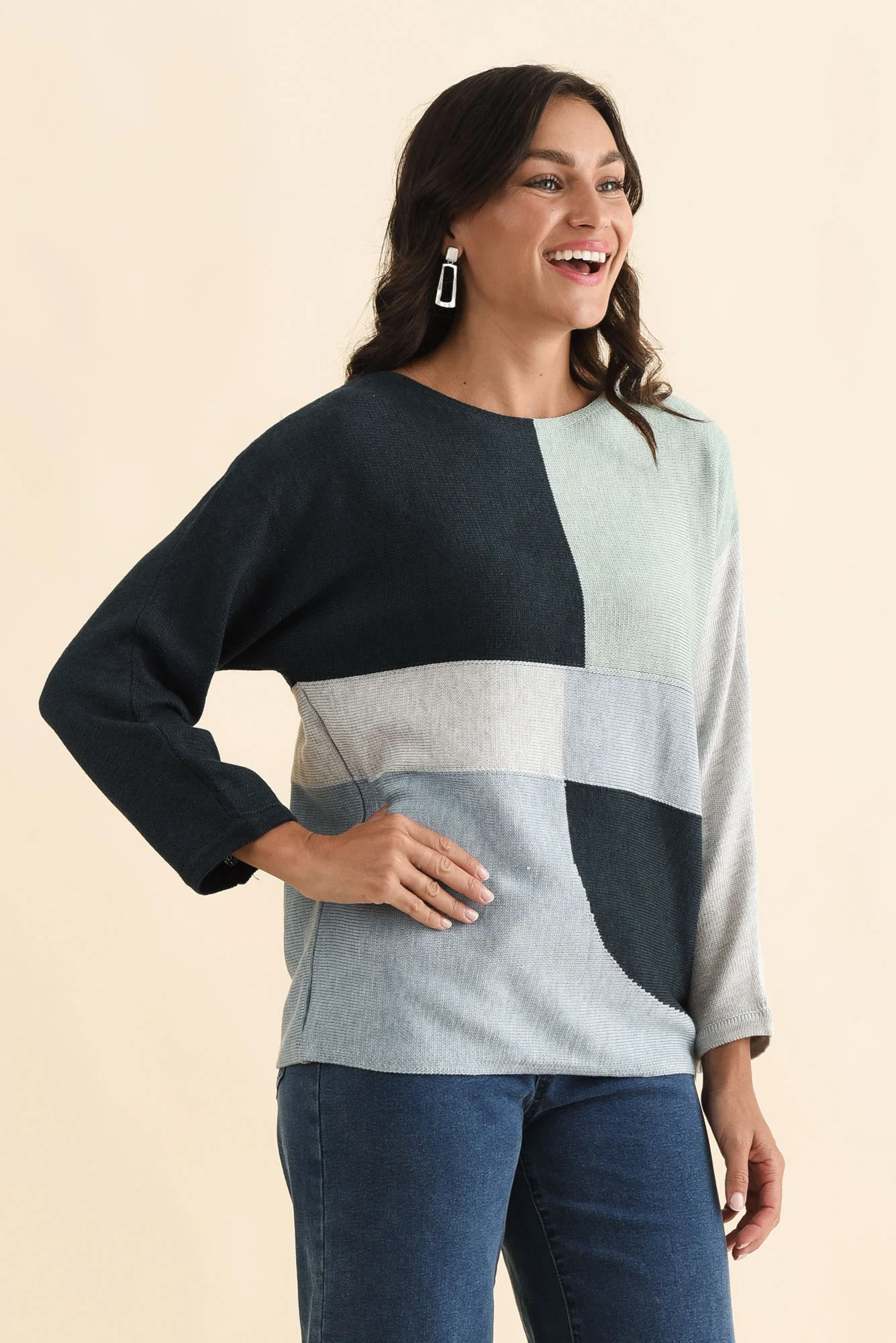Acton Blue Splice Wool Blend Sweater - Image 3
