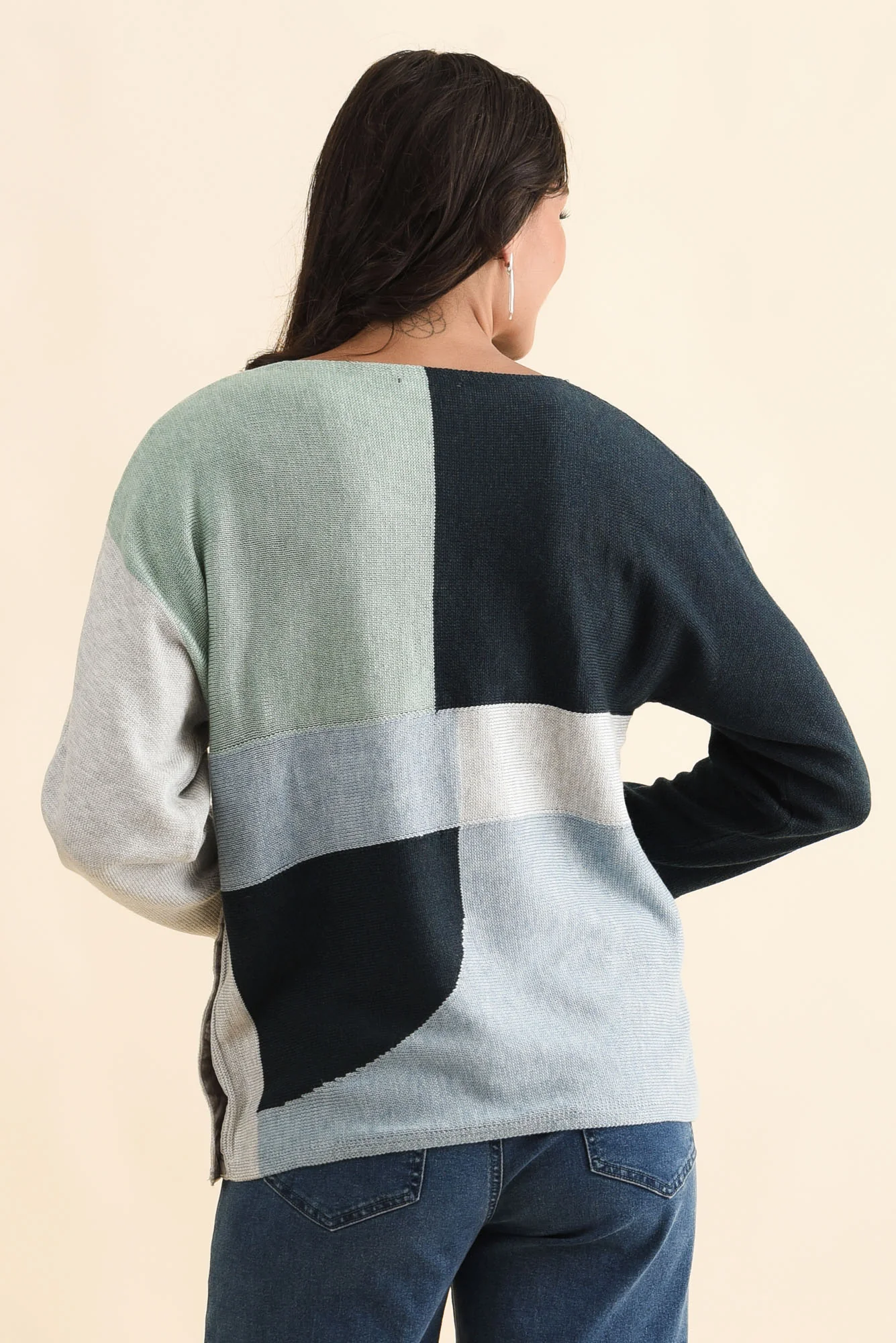 Acton Blue Splice Wool Blend Sweater - Image 4