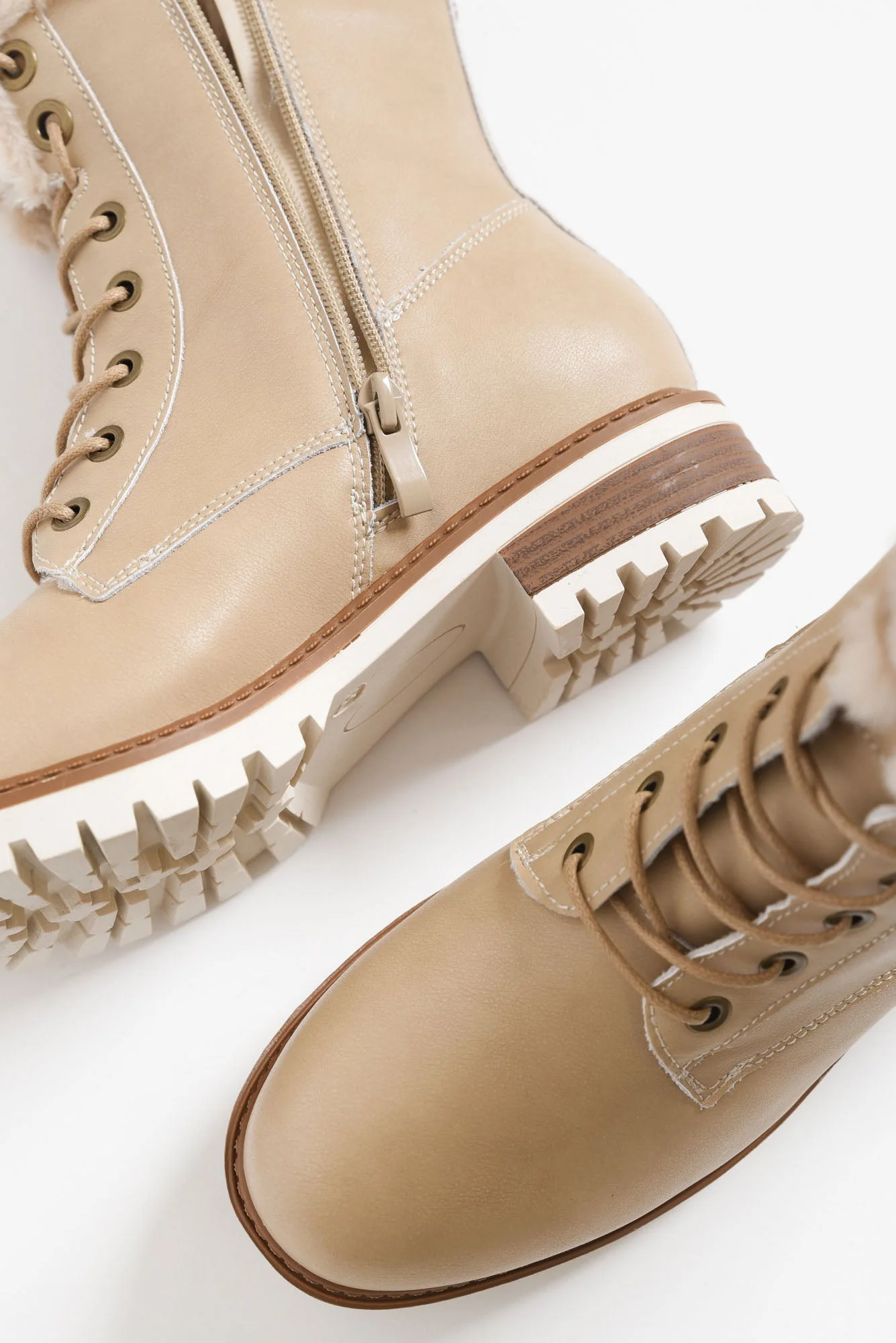 Ainslie Cream Leather Faux Fur Boot - Image 3