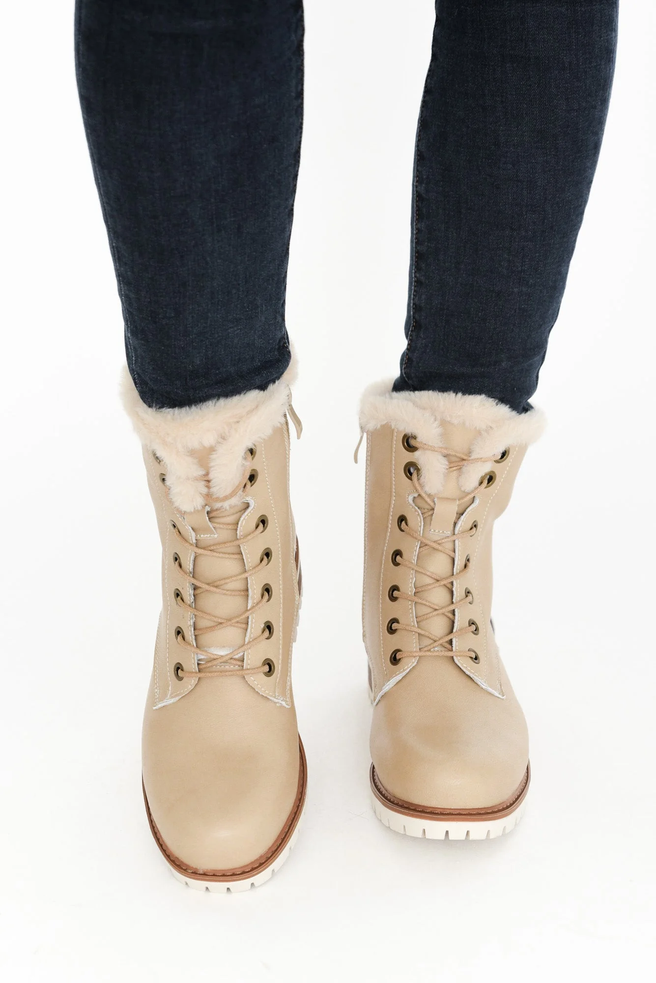 Ainslie Cream Leather Faux Fur Boot - Image 7