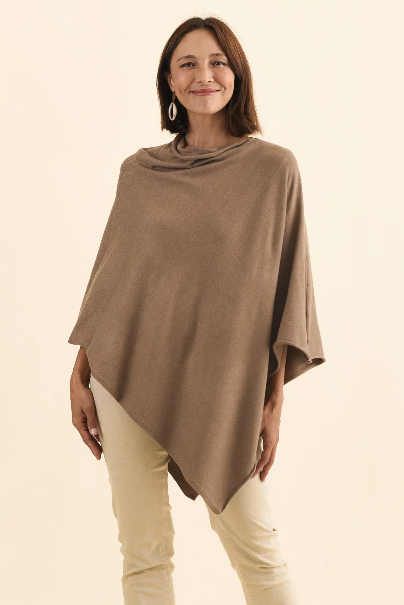 Amy Chocolate Wool Blend Poncho