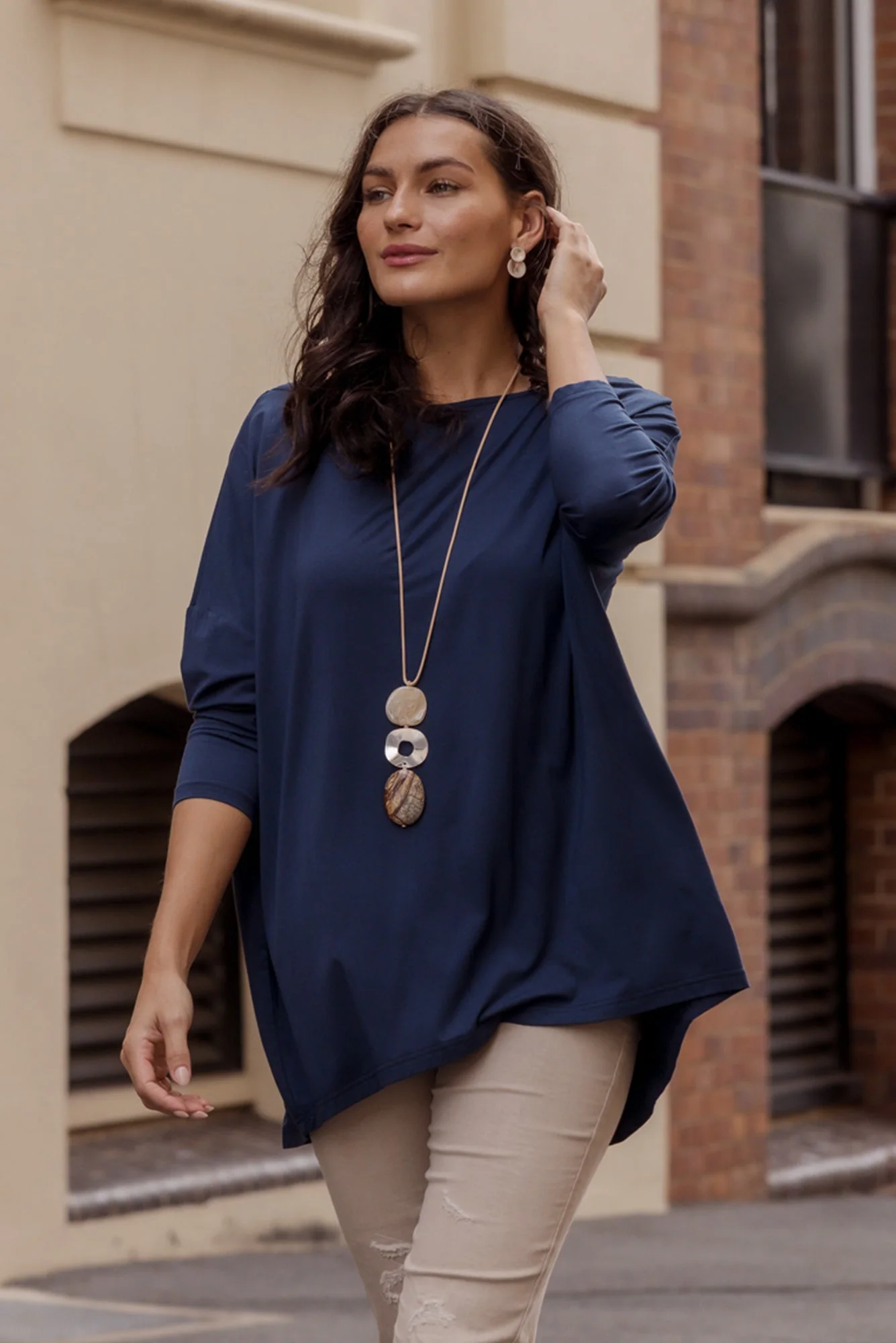 Anakin Navy Hi Lo Bamboo Top
