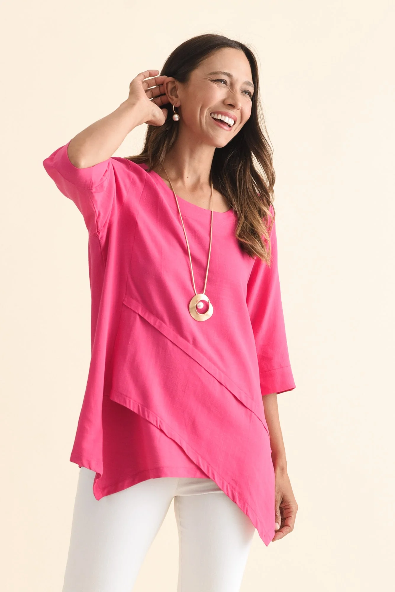 Anya Hot Pink Linen Cotton Top