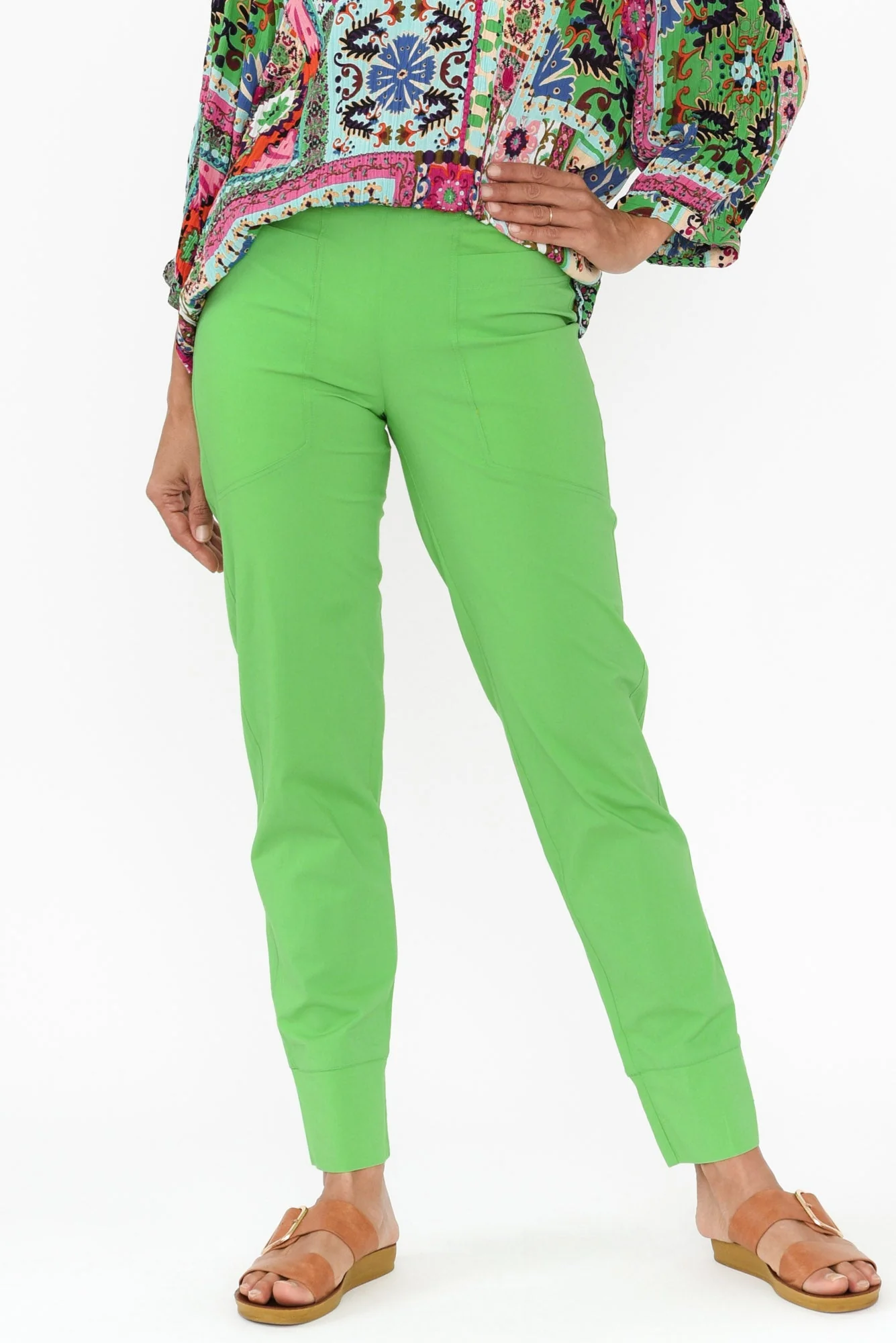 Ashton Green Cotton Stretch Pants