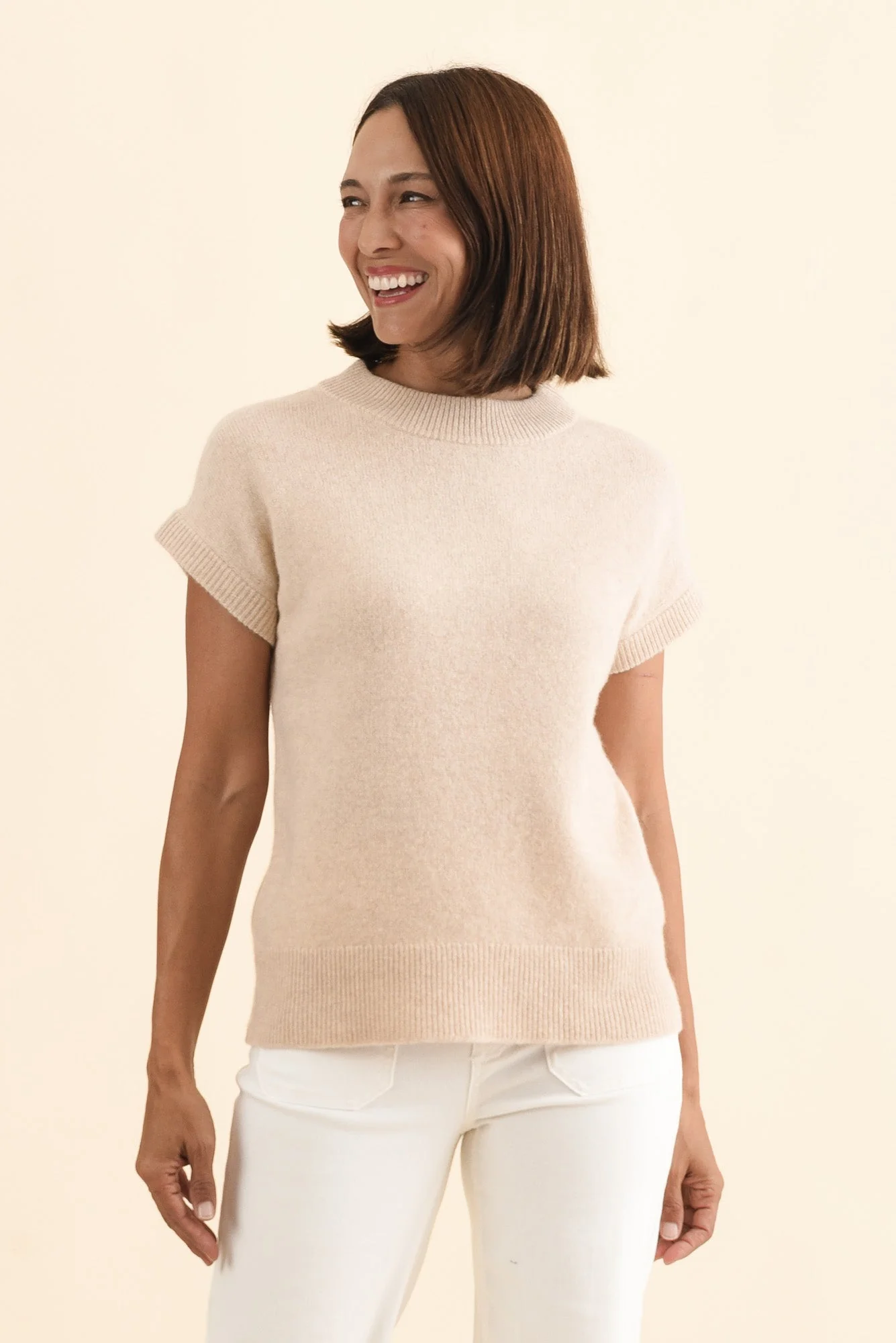 Astor Cream Yak Wool Knit Top