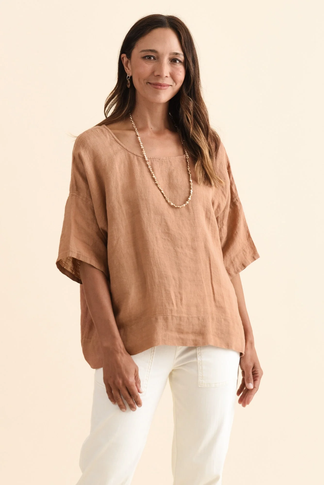 Barbara Mocha Linen Top