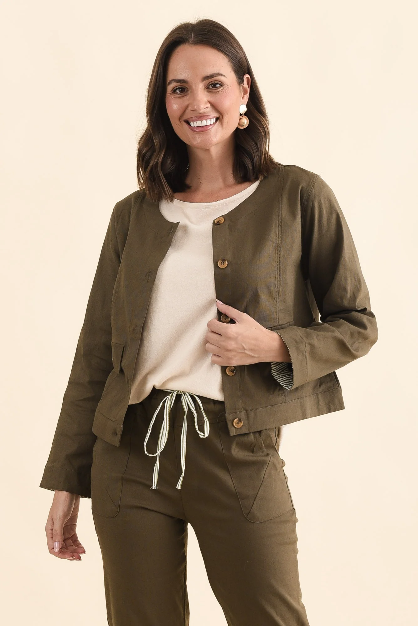 Barney Khaki Linen Blend Jacket