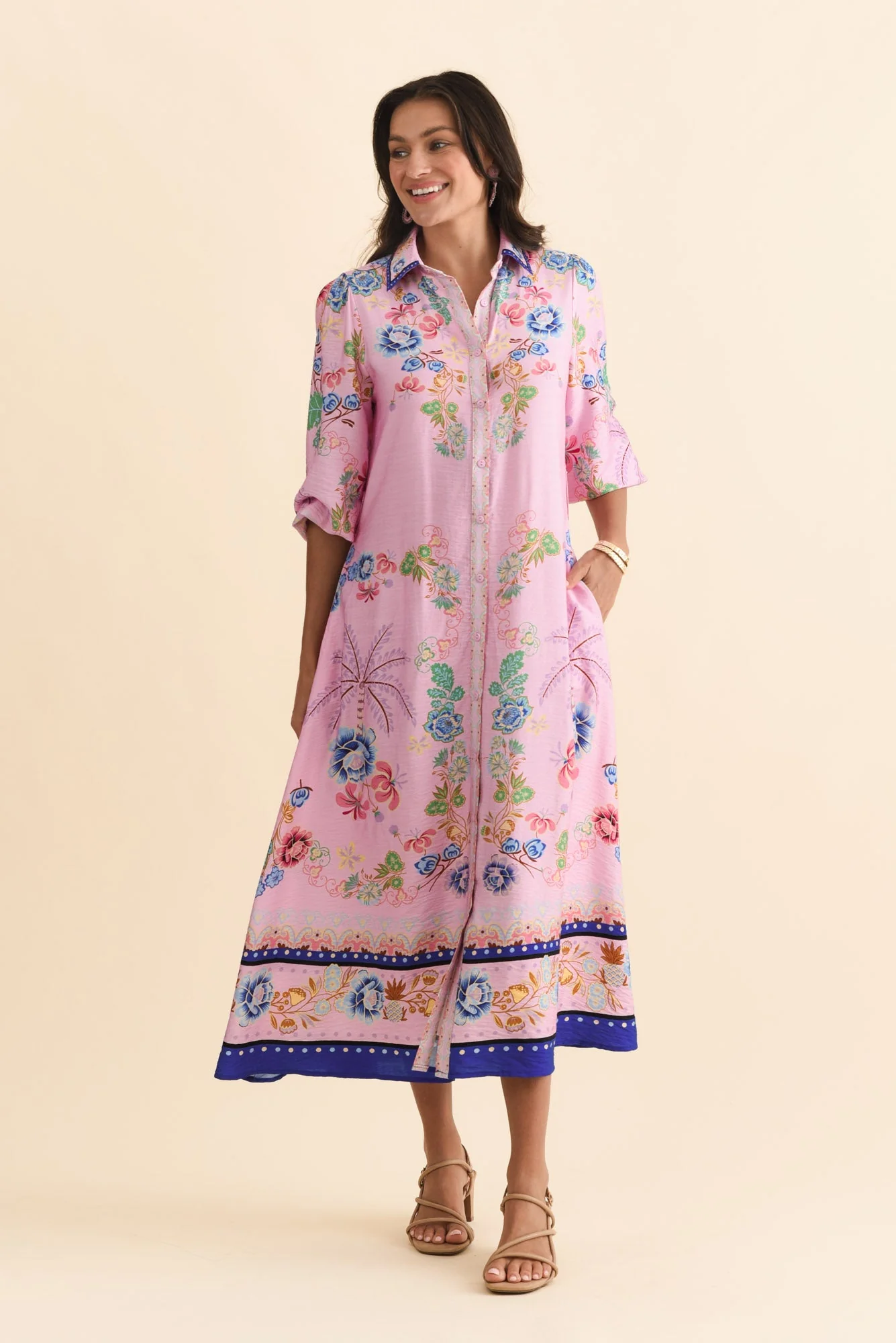 Blythe Pink Floral Shirt Dress