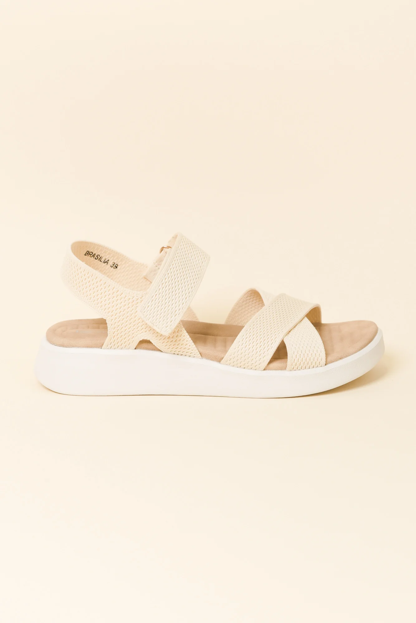 Brasilia Cream Knit Platform Sandal