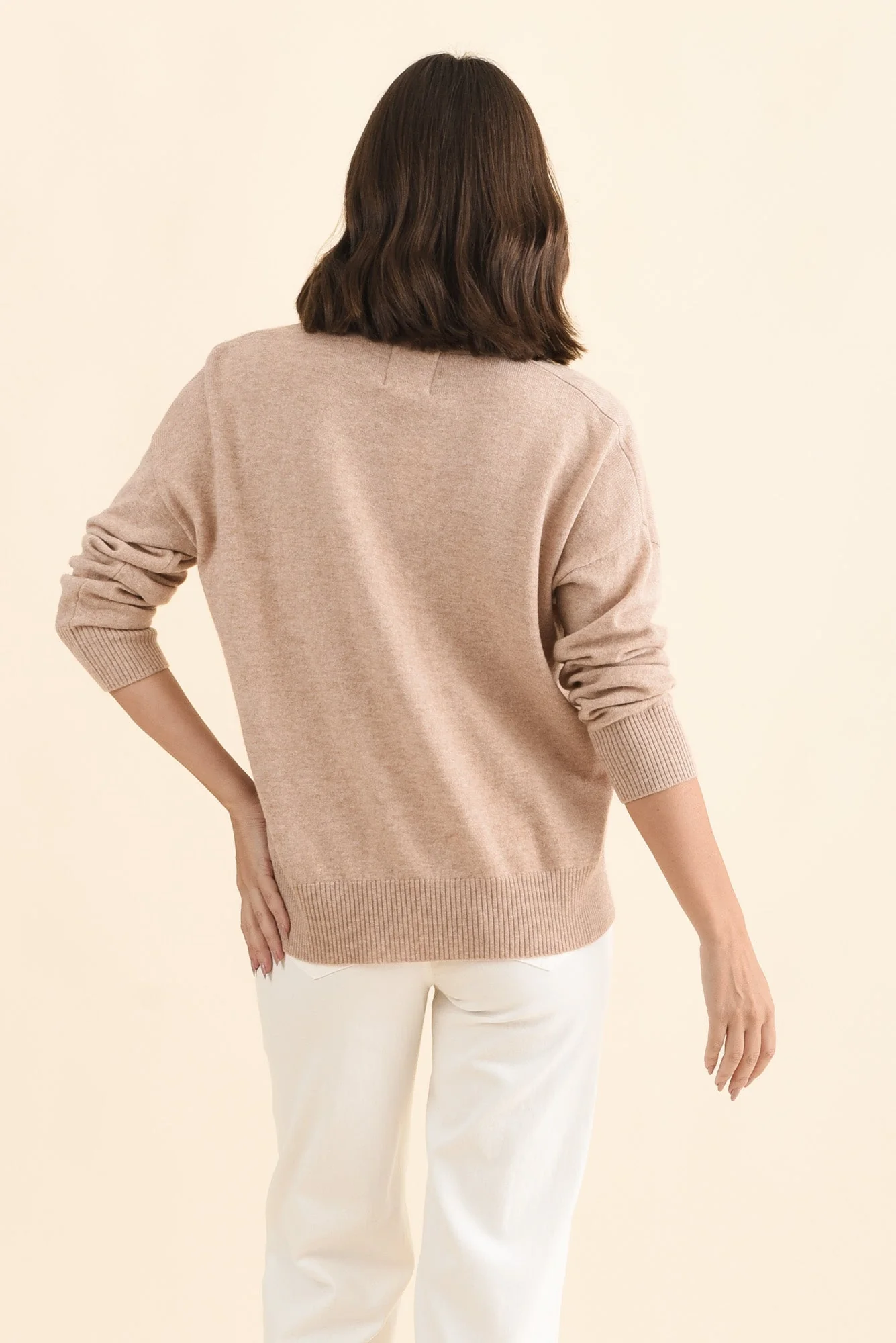 Camila Beige Wool Cashmere Sweater - Image 4