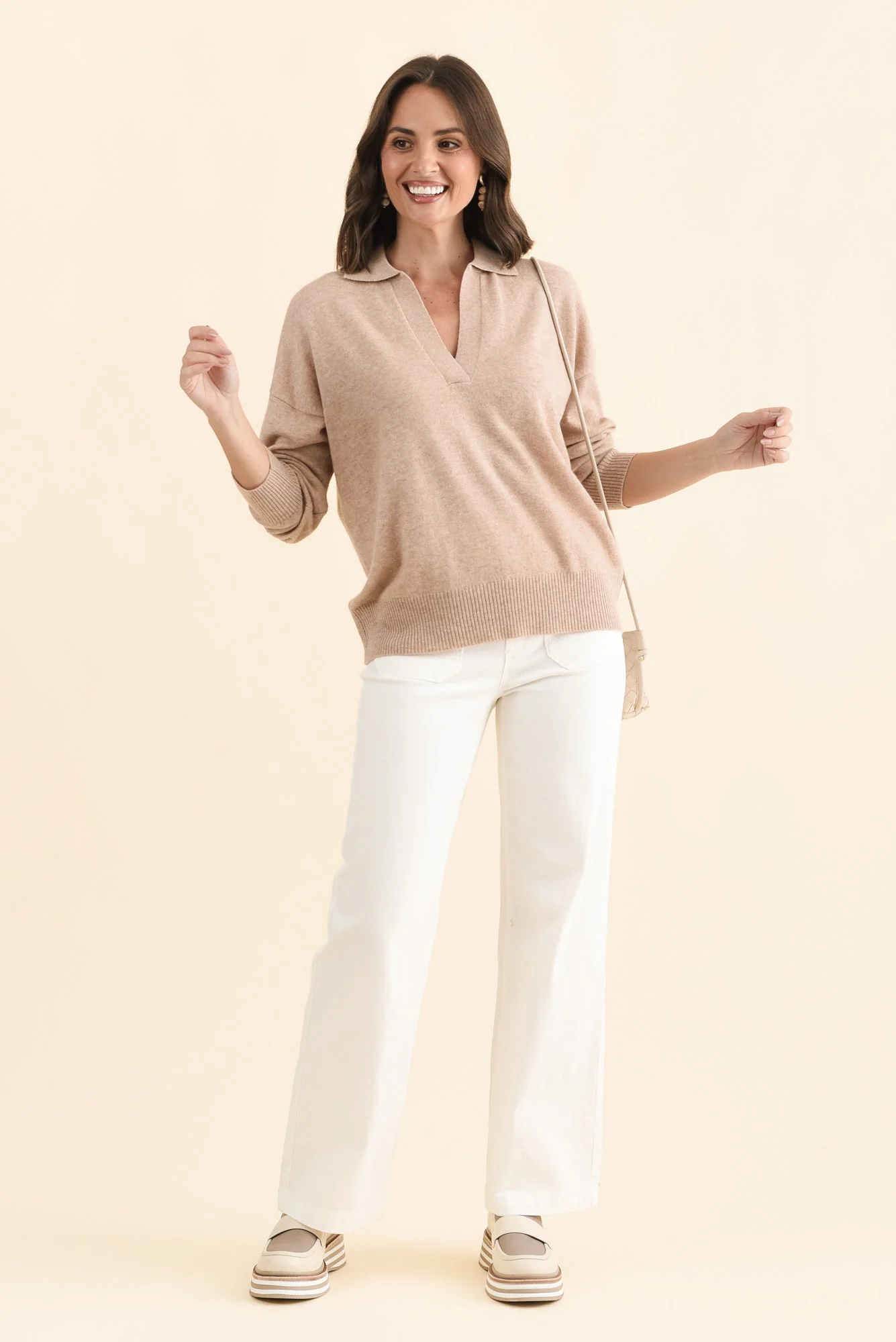 Camila Beige Wool Cashmere Sweater - Image 6
