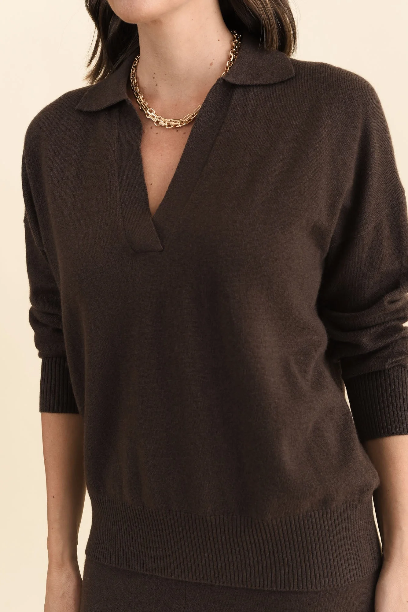 Camila Chocolate Wool Cashmere Sweater - Image 5