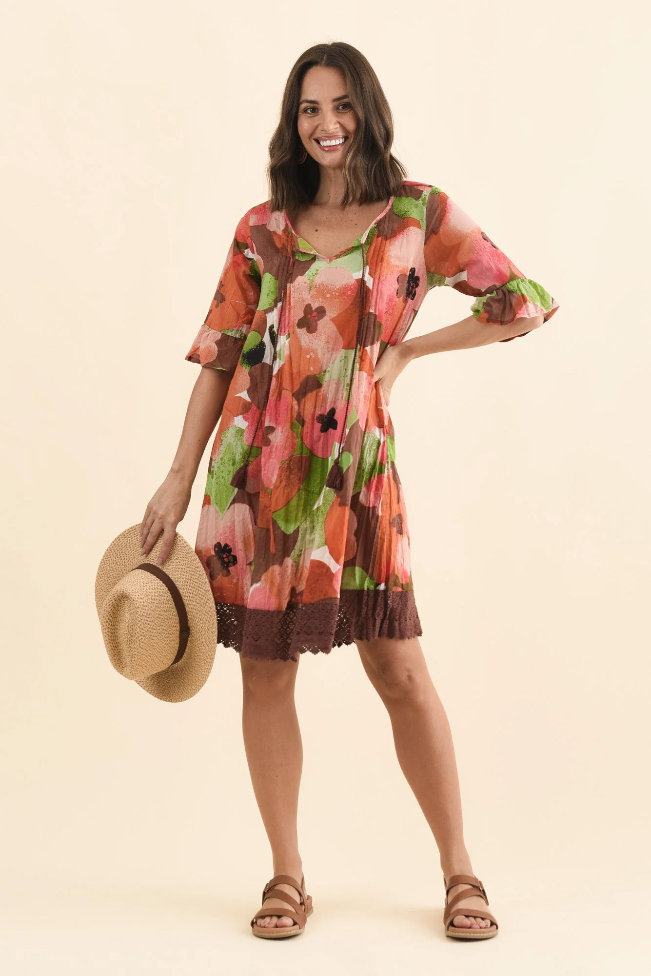 Cayman Pink Floral Cotton Tunic Dress