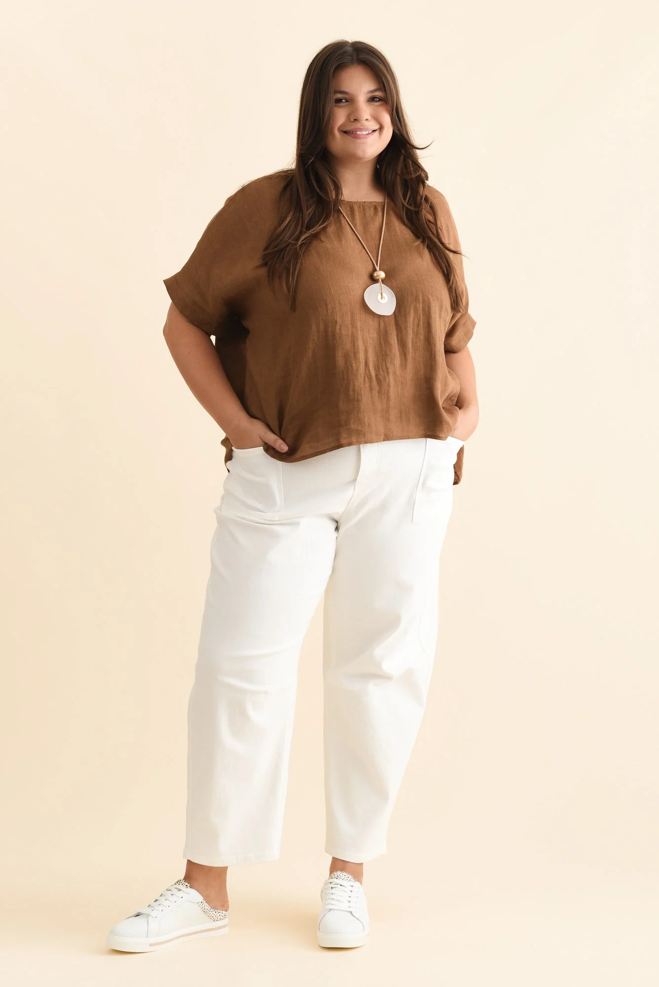 Chaya Mocha Linen Top - Image 13