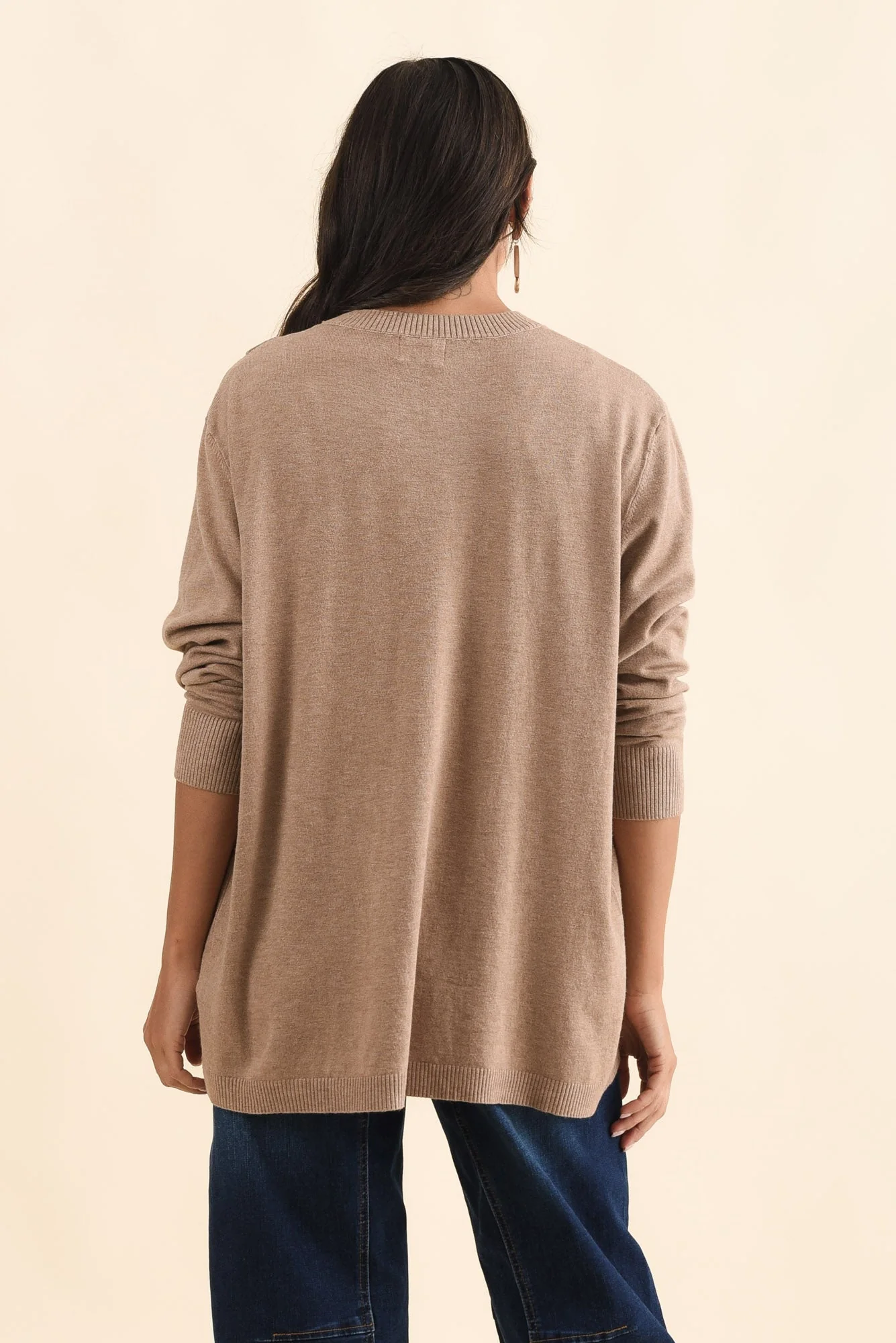 Dianne Mocha Button Knit Sweater - Image 4