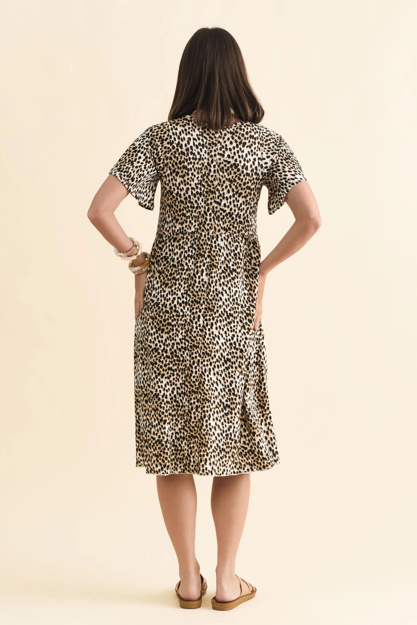 Donna Brown Cheetah Gathered Dress - Image 4