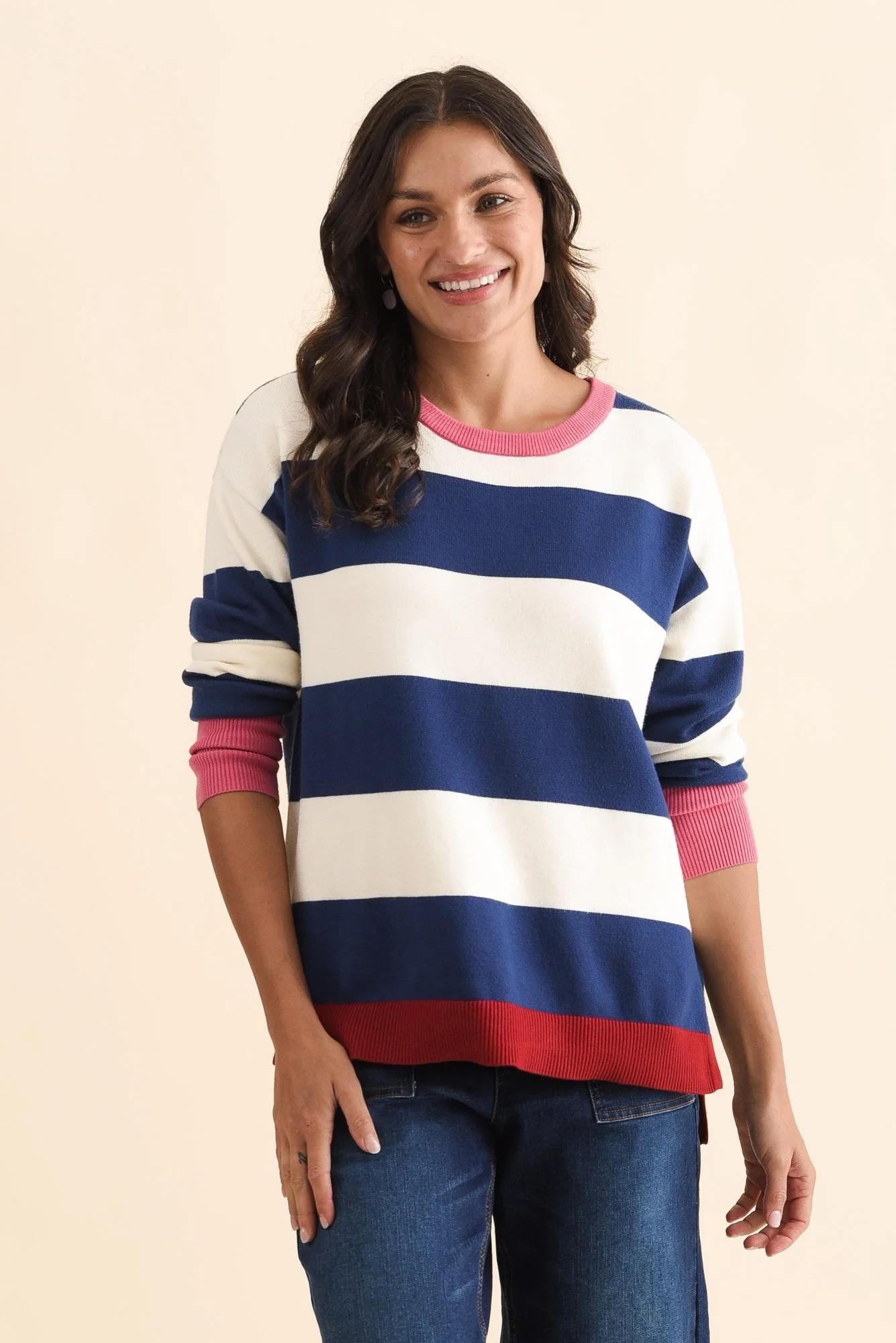 Elvie Blue Stripe Knit Sweater - Image 2