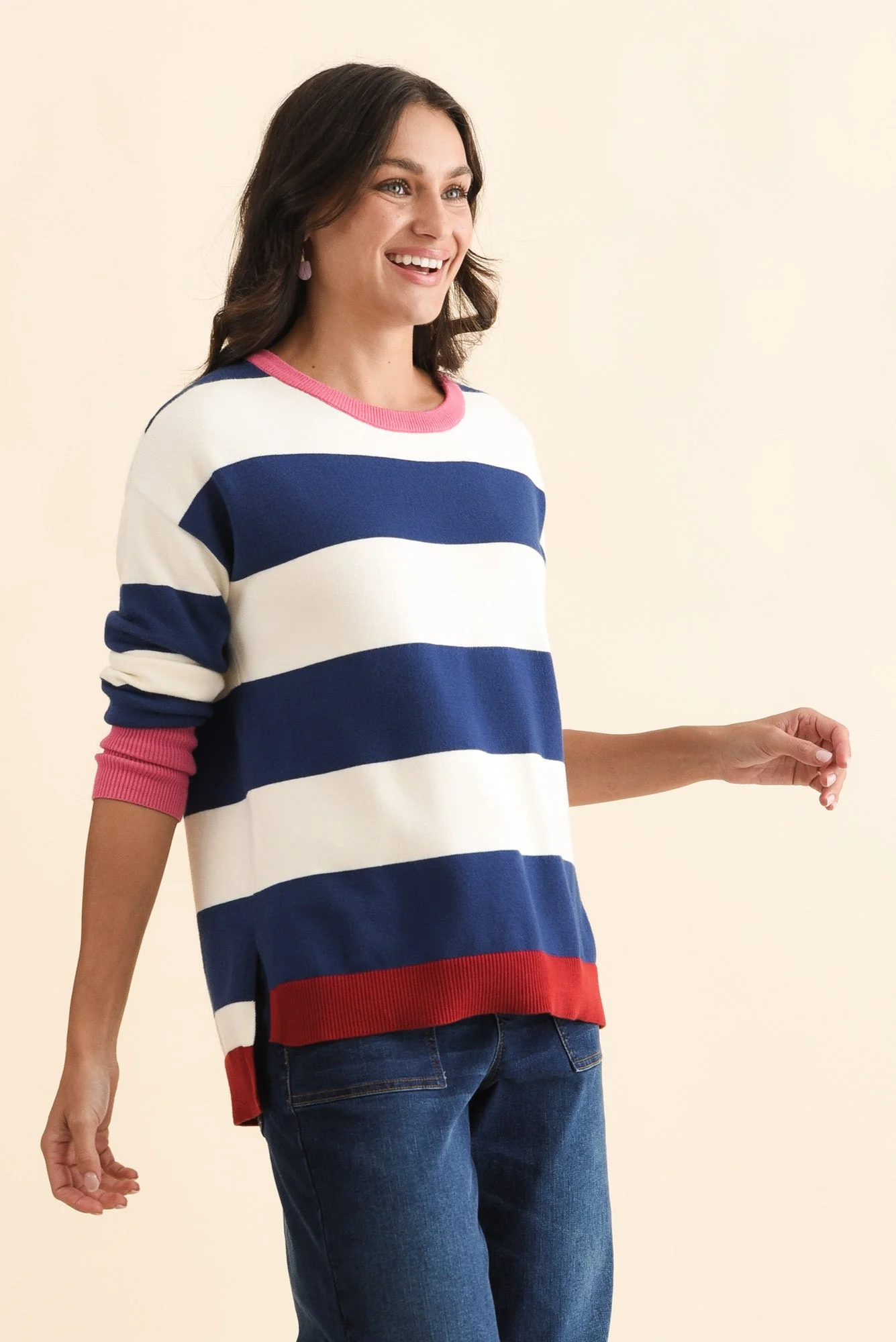 Elvie Blue Stripe Knit Sweater - Image 4