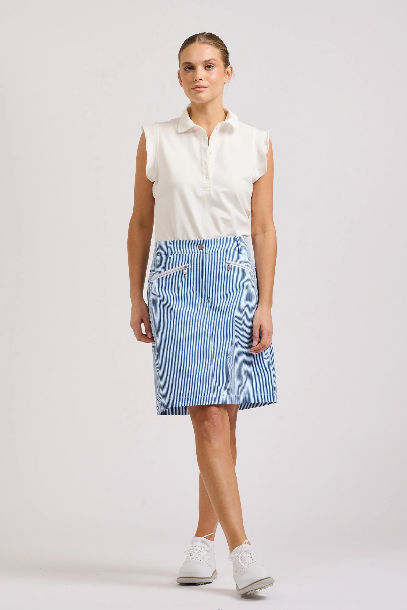 Ferra White Flutter Sleeve Polo - Image 5