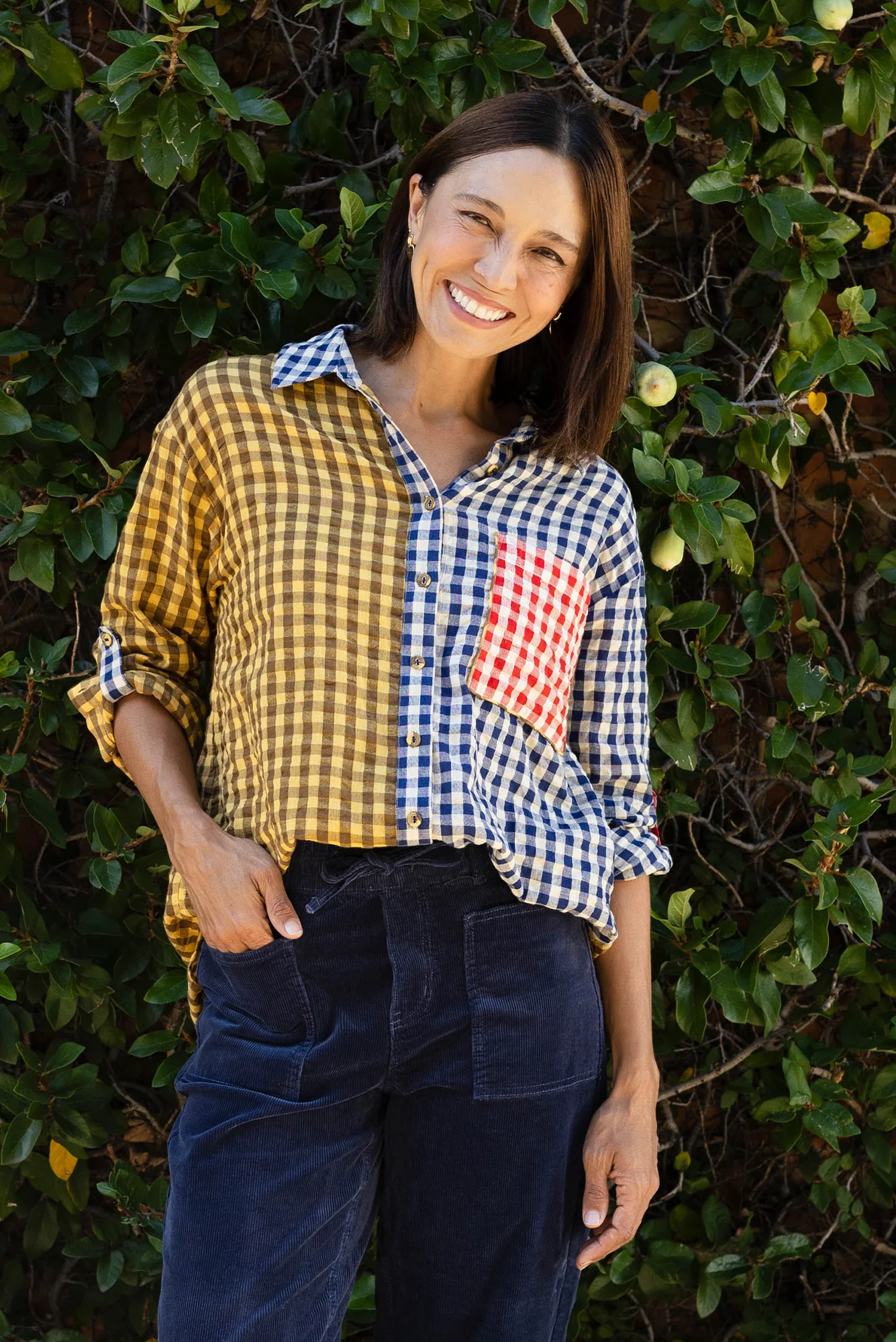 Gillie Navy Check Cotton Shirt