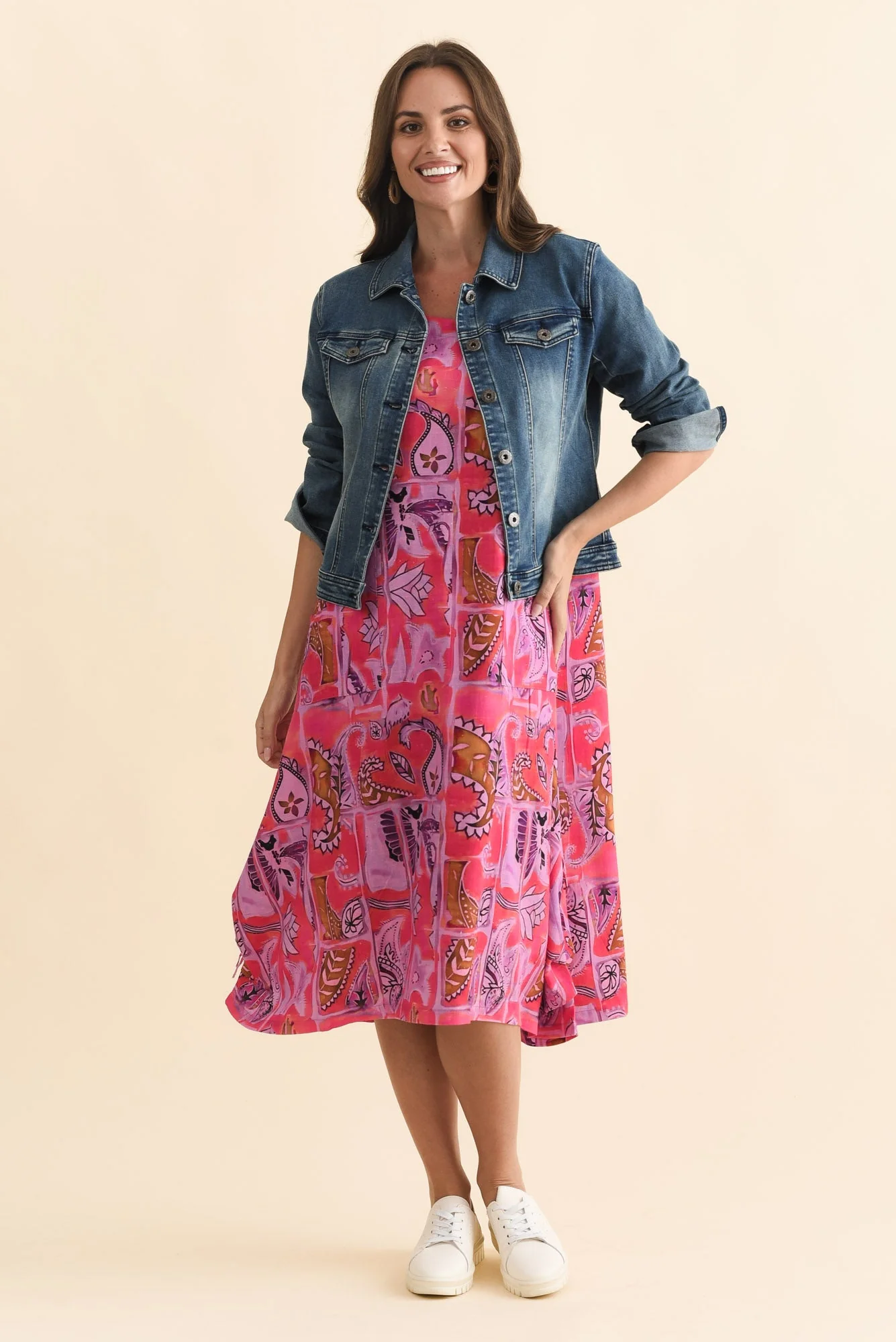 Hailee Pink Paisley Linen Cotton Dress