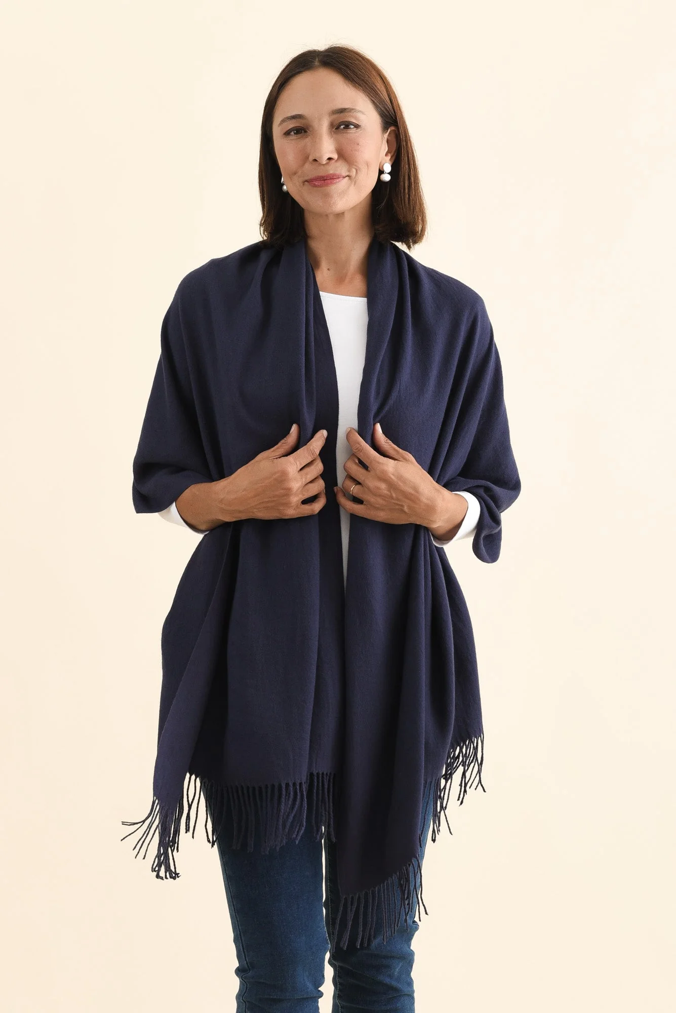 Heta Navy Cotton Pashmina Scarf