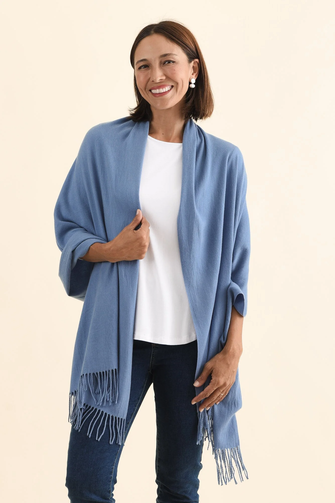Heta Powder Blue Cotton Pashmina Scarf