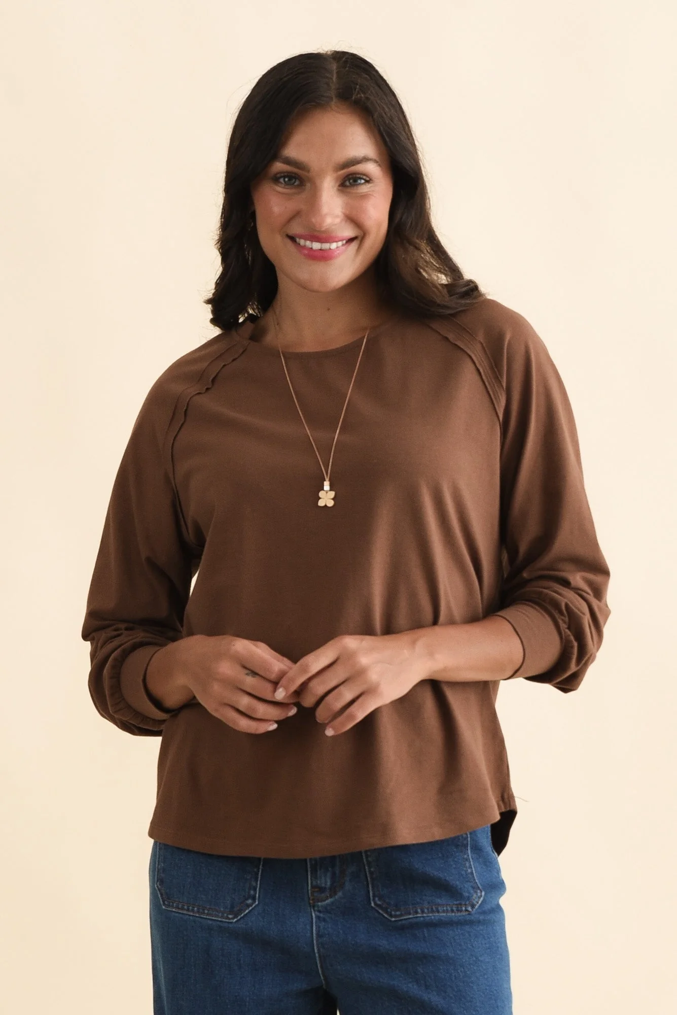 Indie Chocolate Cotton Long Sleeve Tee