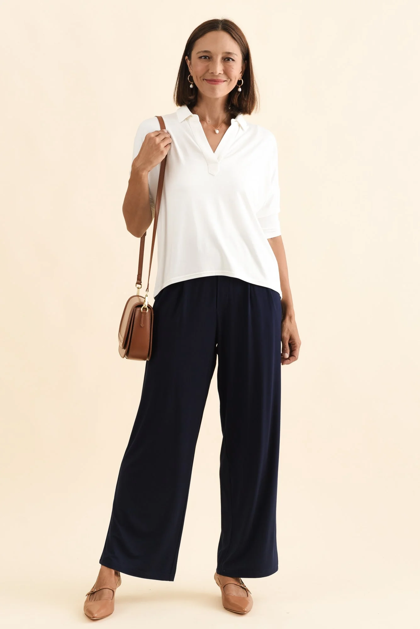 Khan Cream Collared Polo Top - Image 2