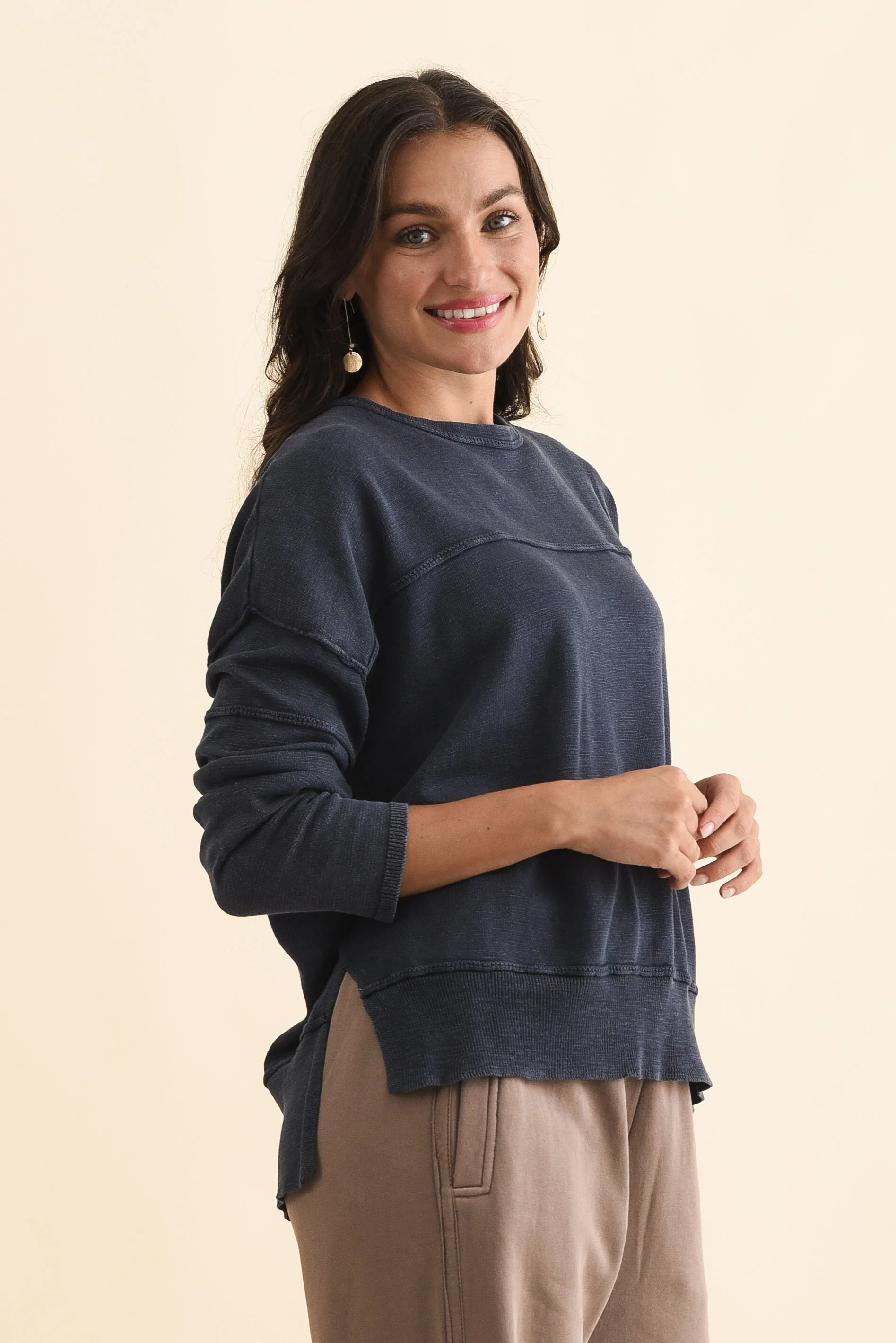 Kymberly Navy Cotton Knit Sweater - Image 3