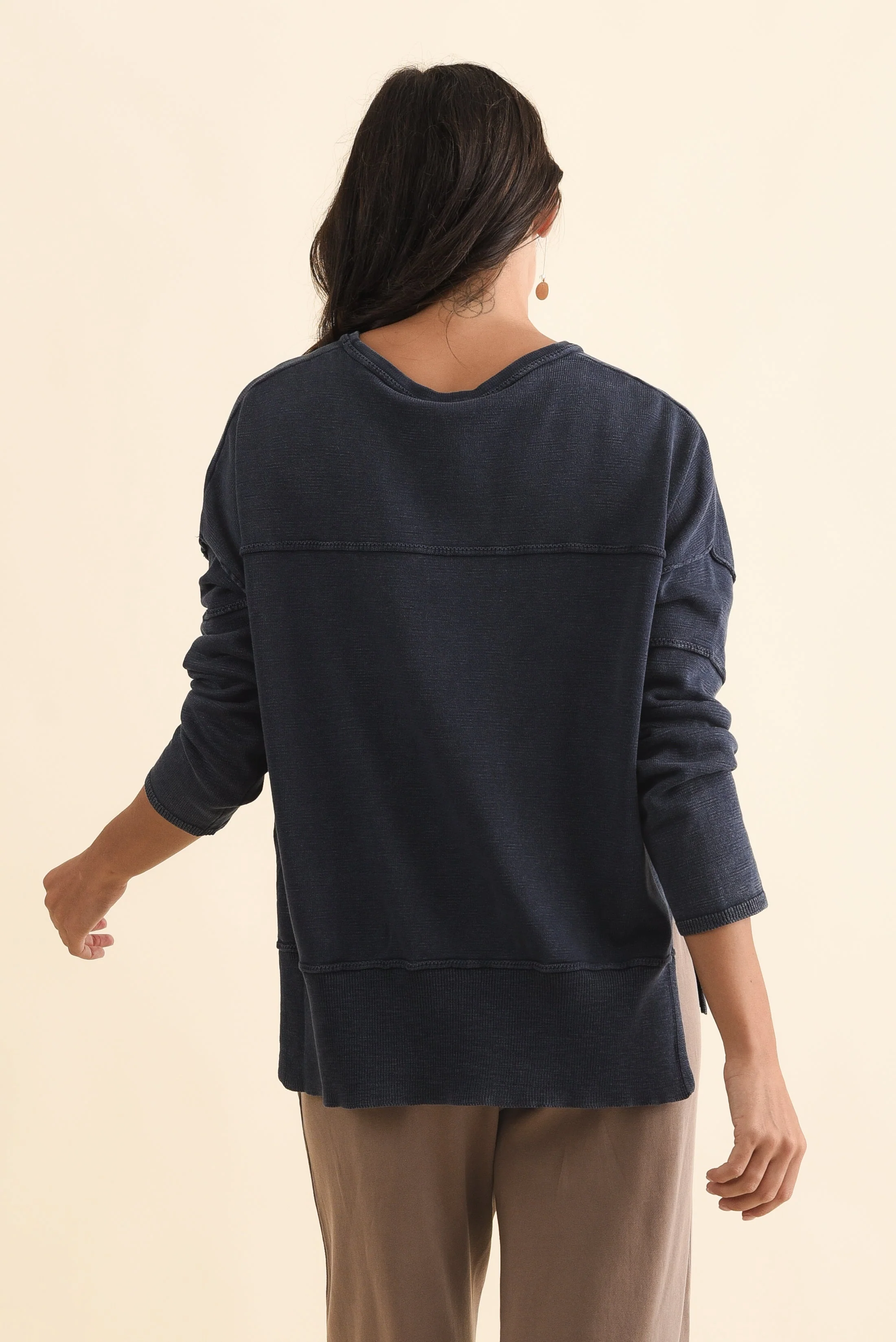 Kymberly Navy Cotton Knit Sweater - Image 4
