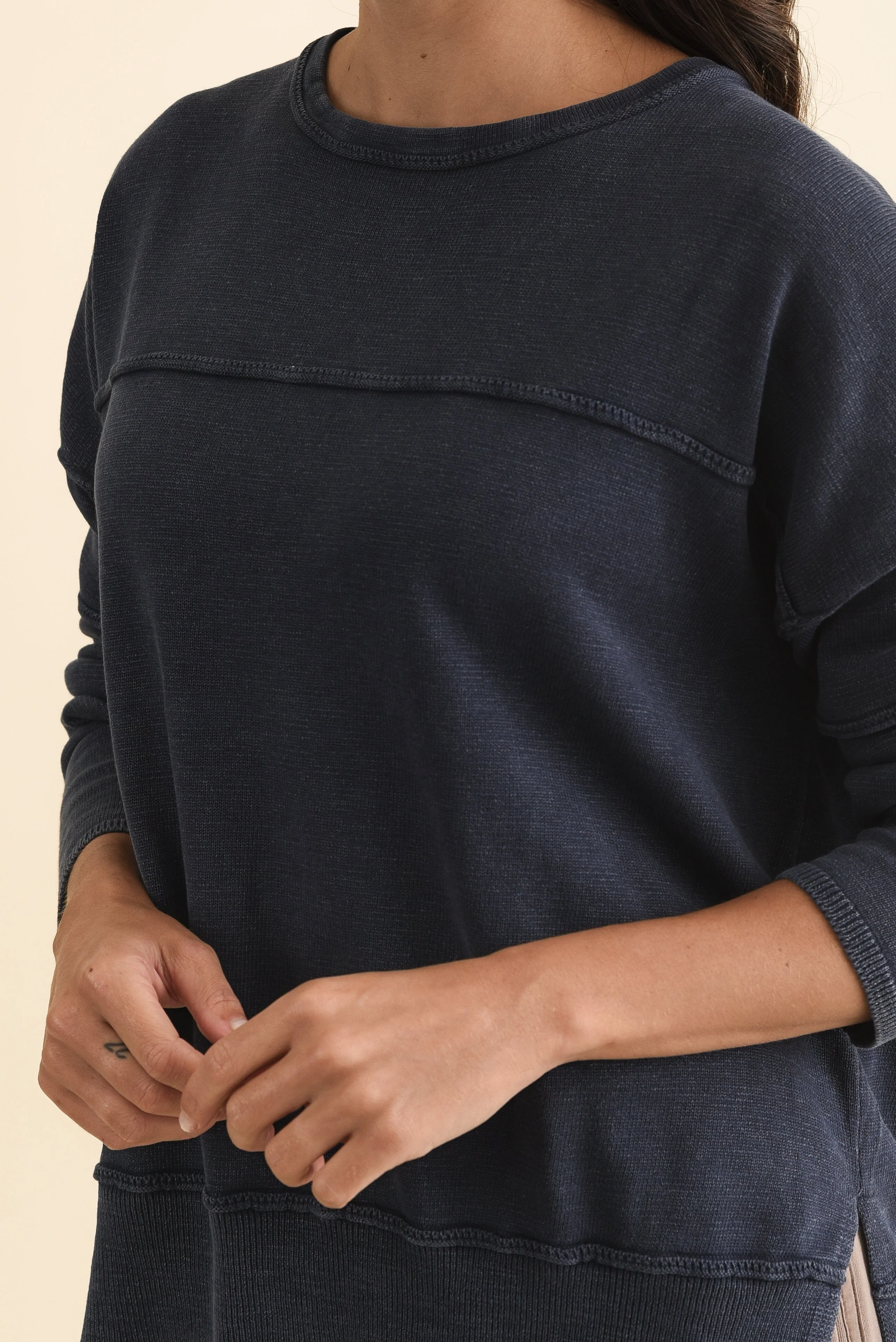 Kymberly Navy Cotton Knit Sweater - Image 5