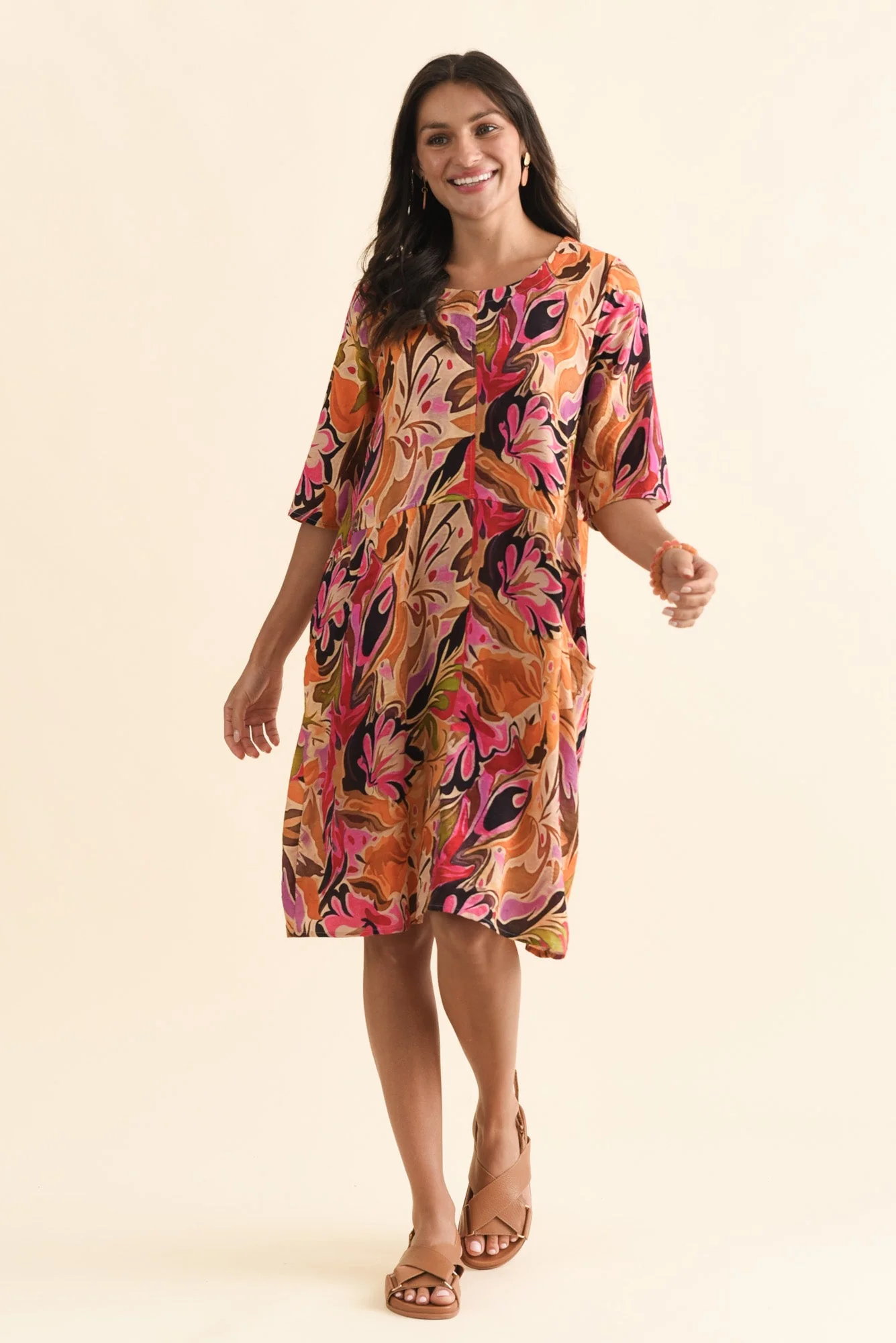 Lilibet Pink Garden Cotton Pocket Dress