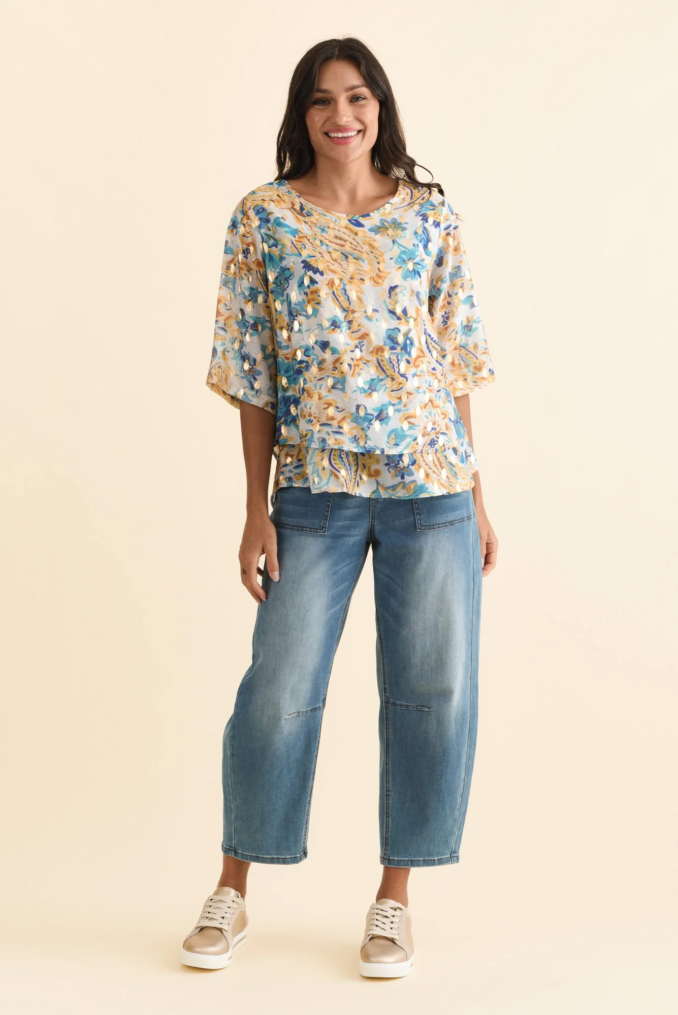 Liora Blue Paisley Foil Layered Top - Image 6