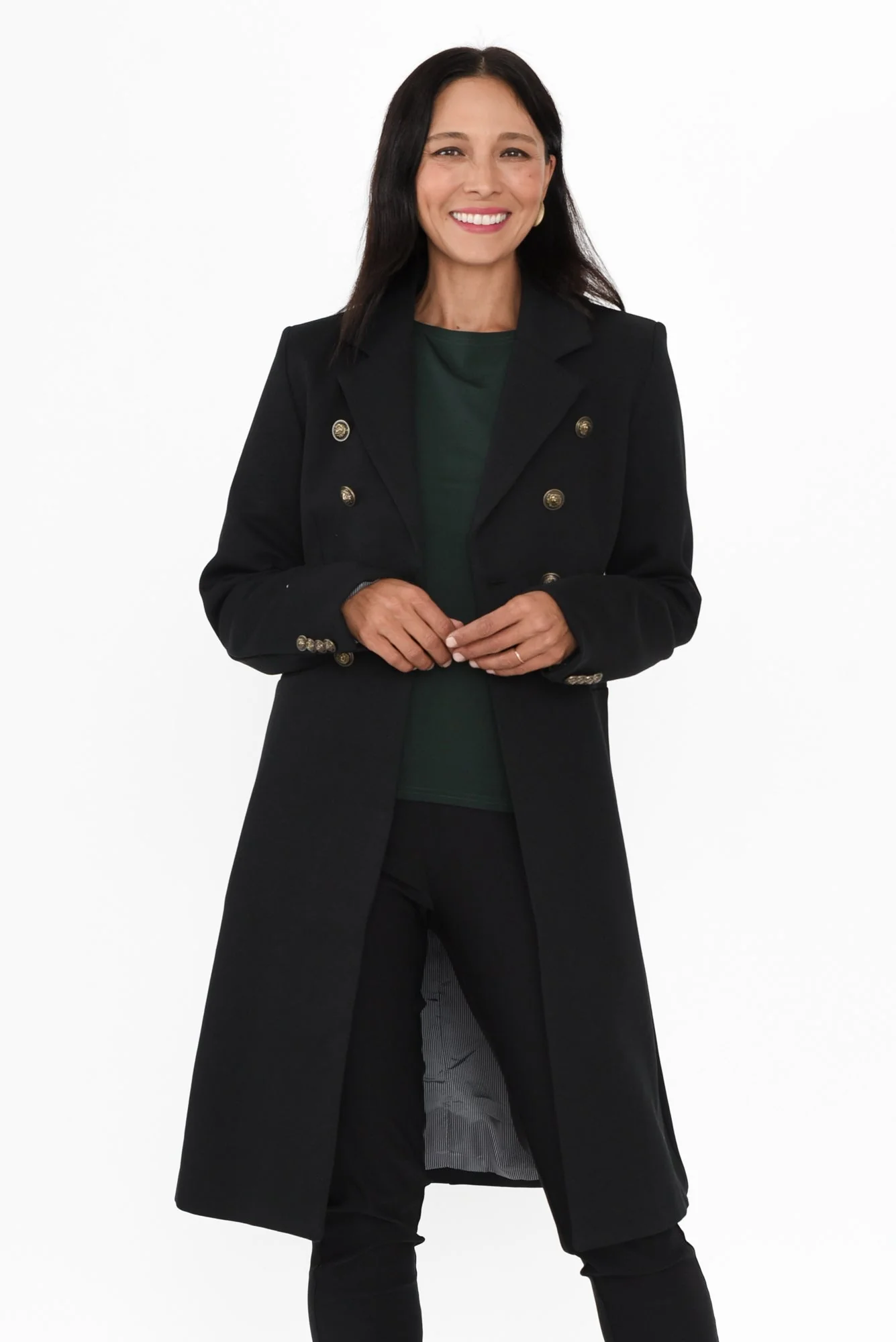 Louise Black Collared Button Coat