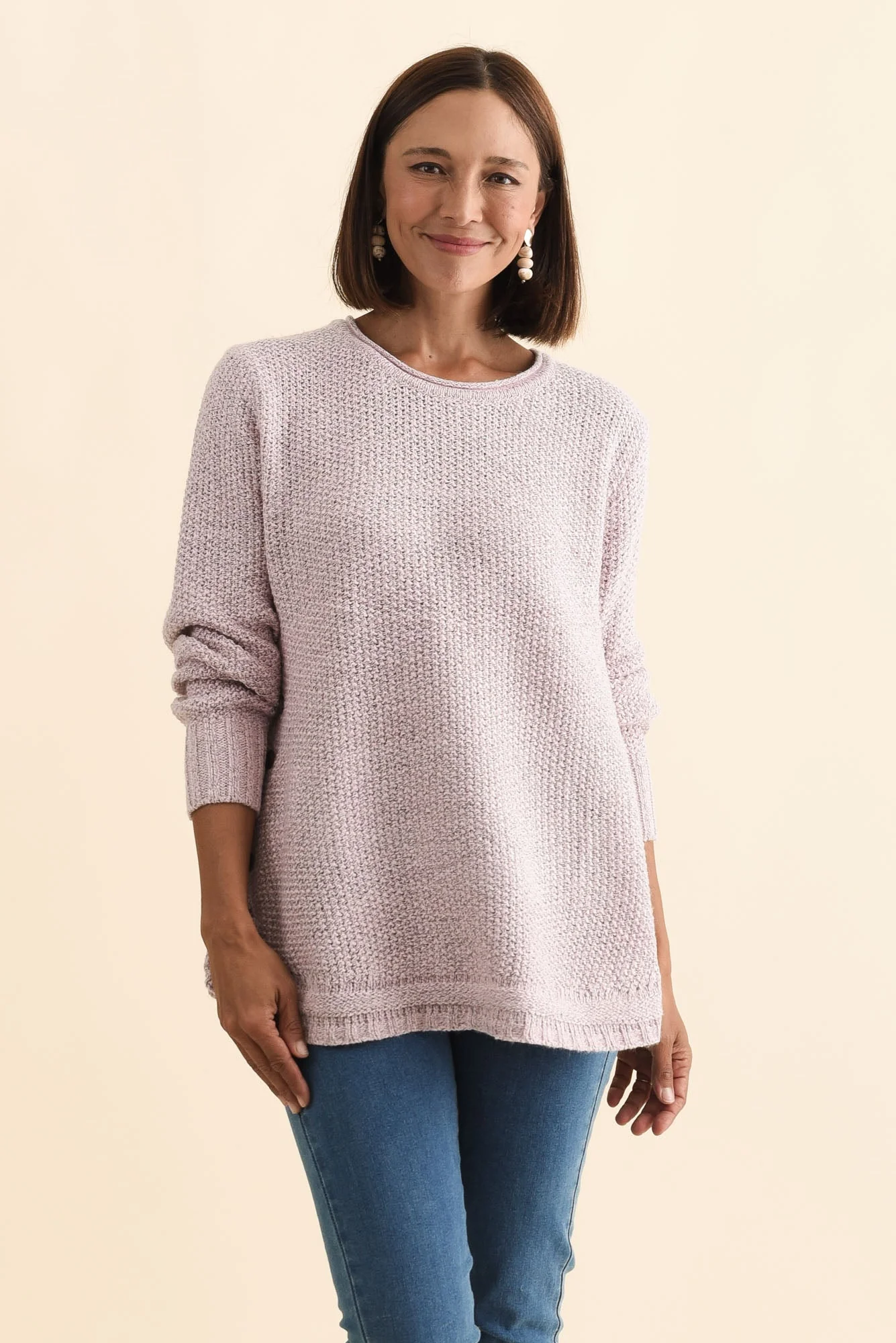 Lucas Pink Knit Button Sweater