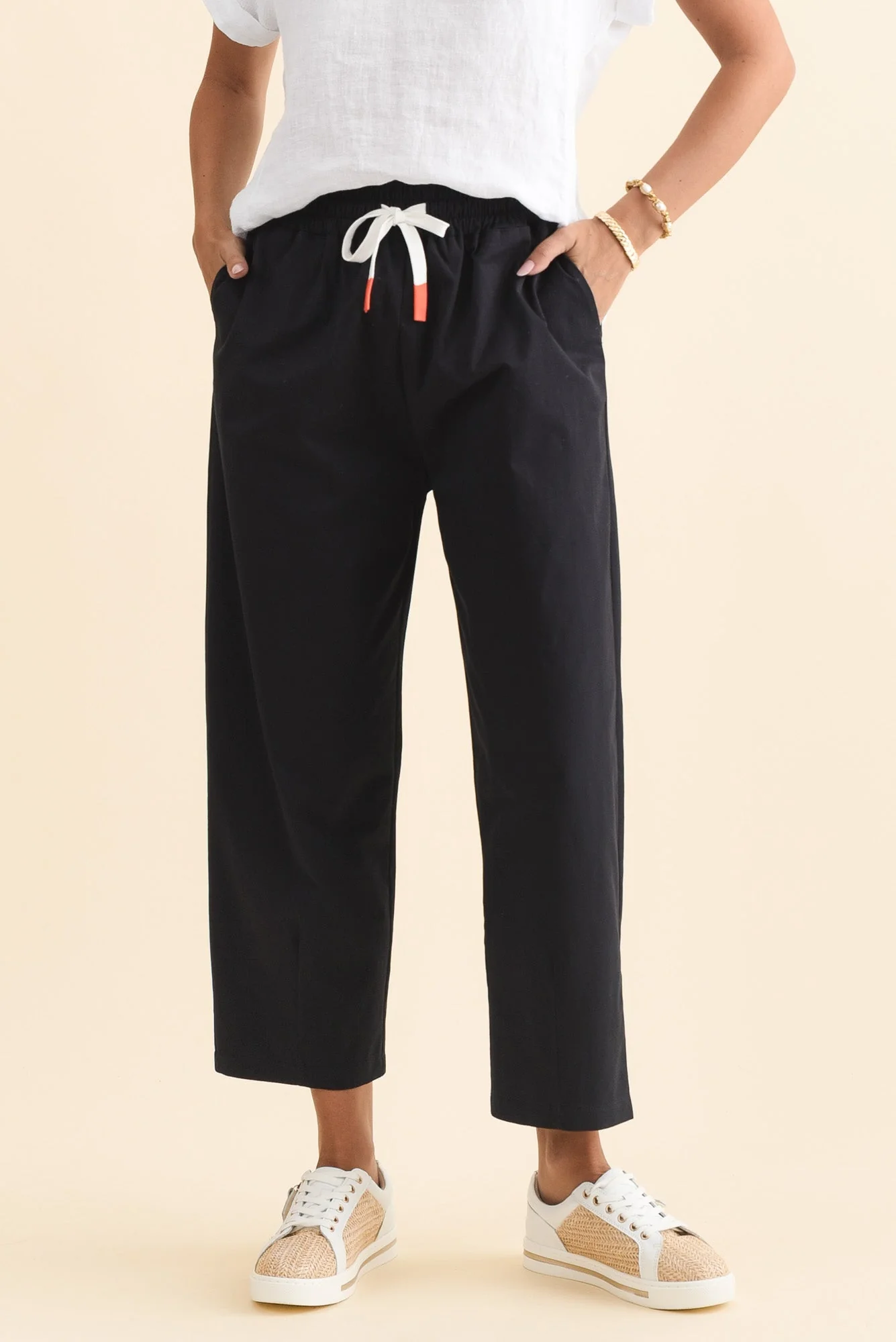 Martin Navy Cotton Barrel Pants