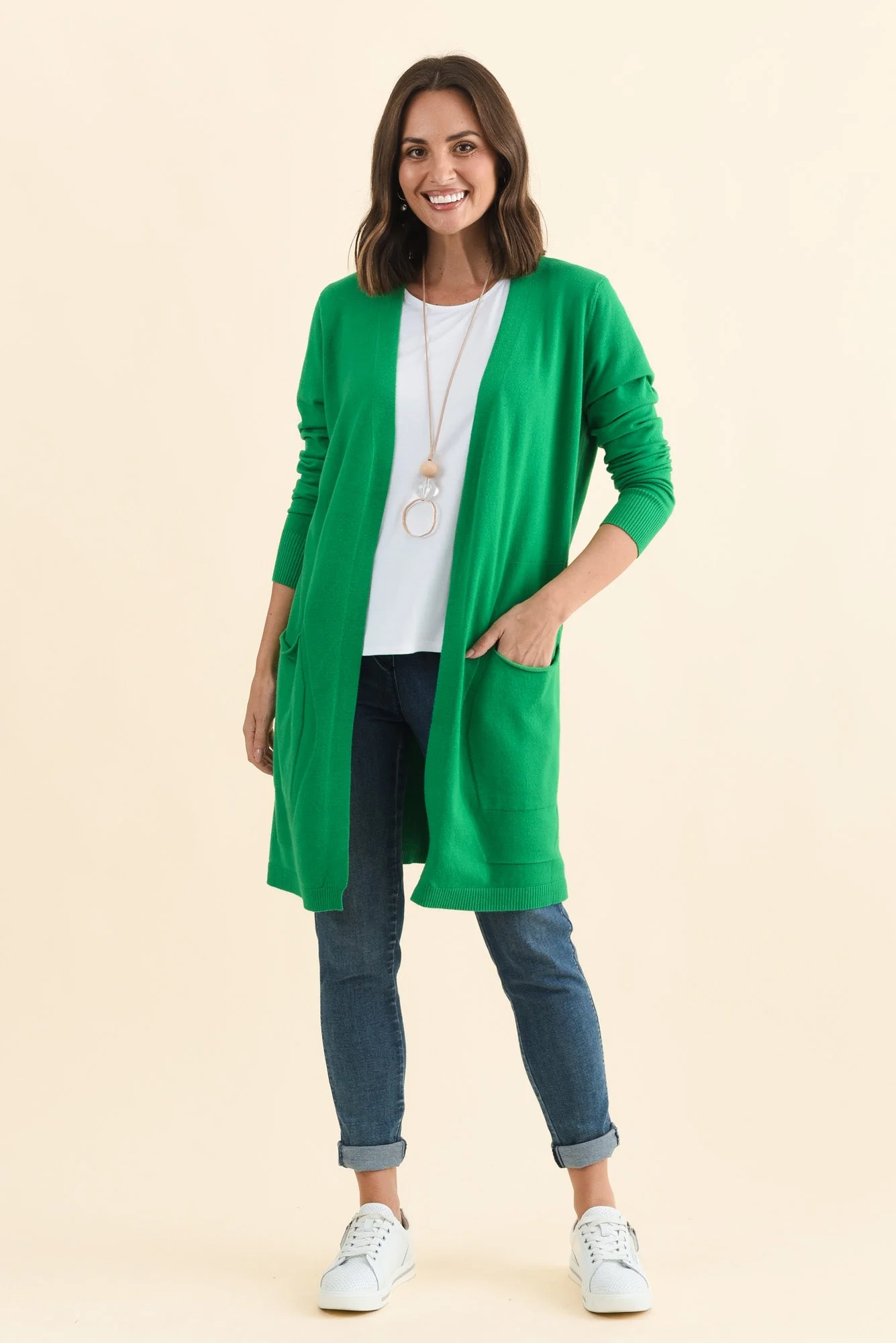 Mary Forest Green Pocket Cardigan - Image 2