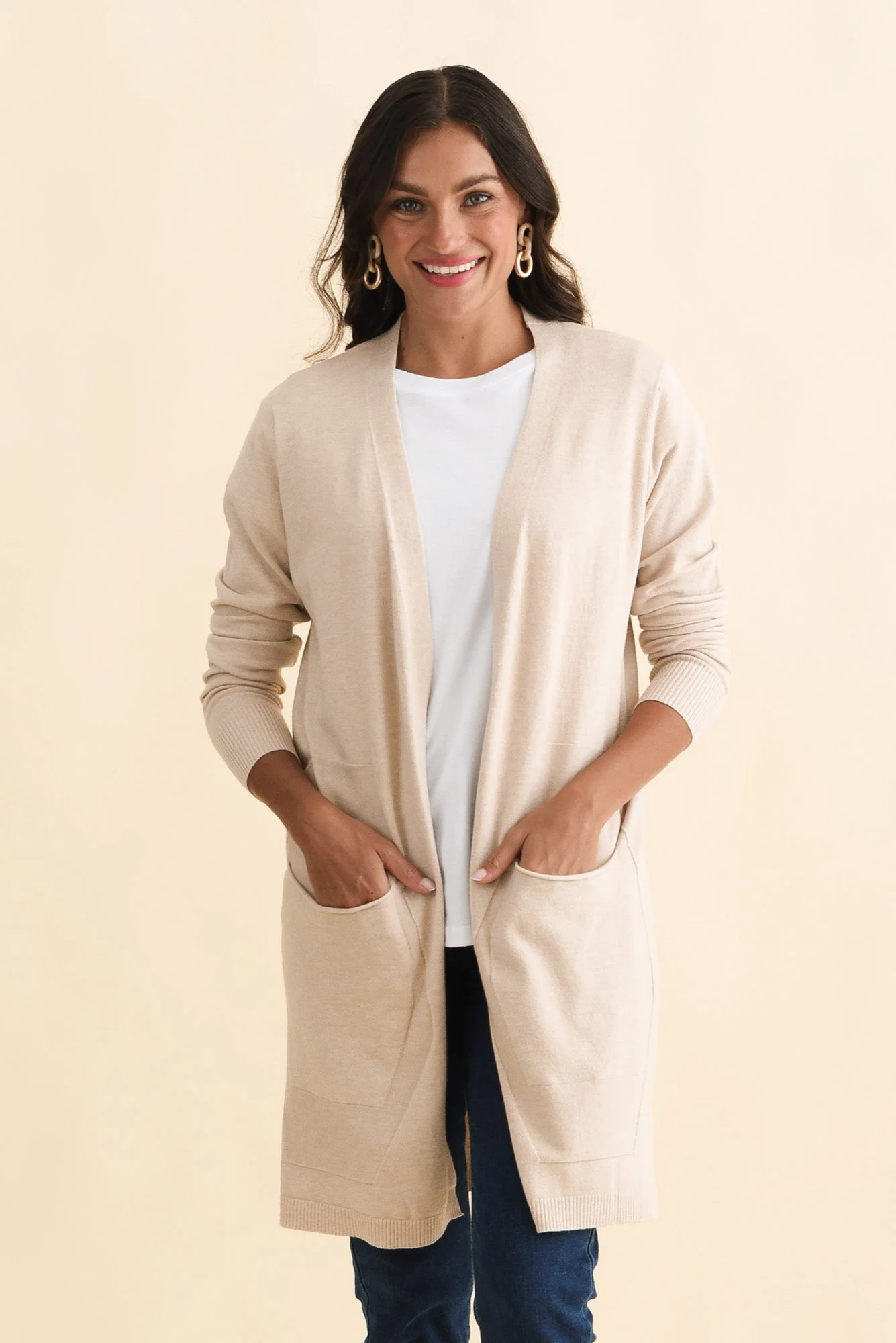 Mary Natural Pocket Cardigan