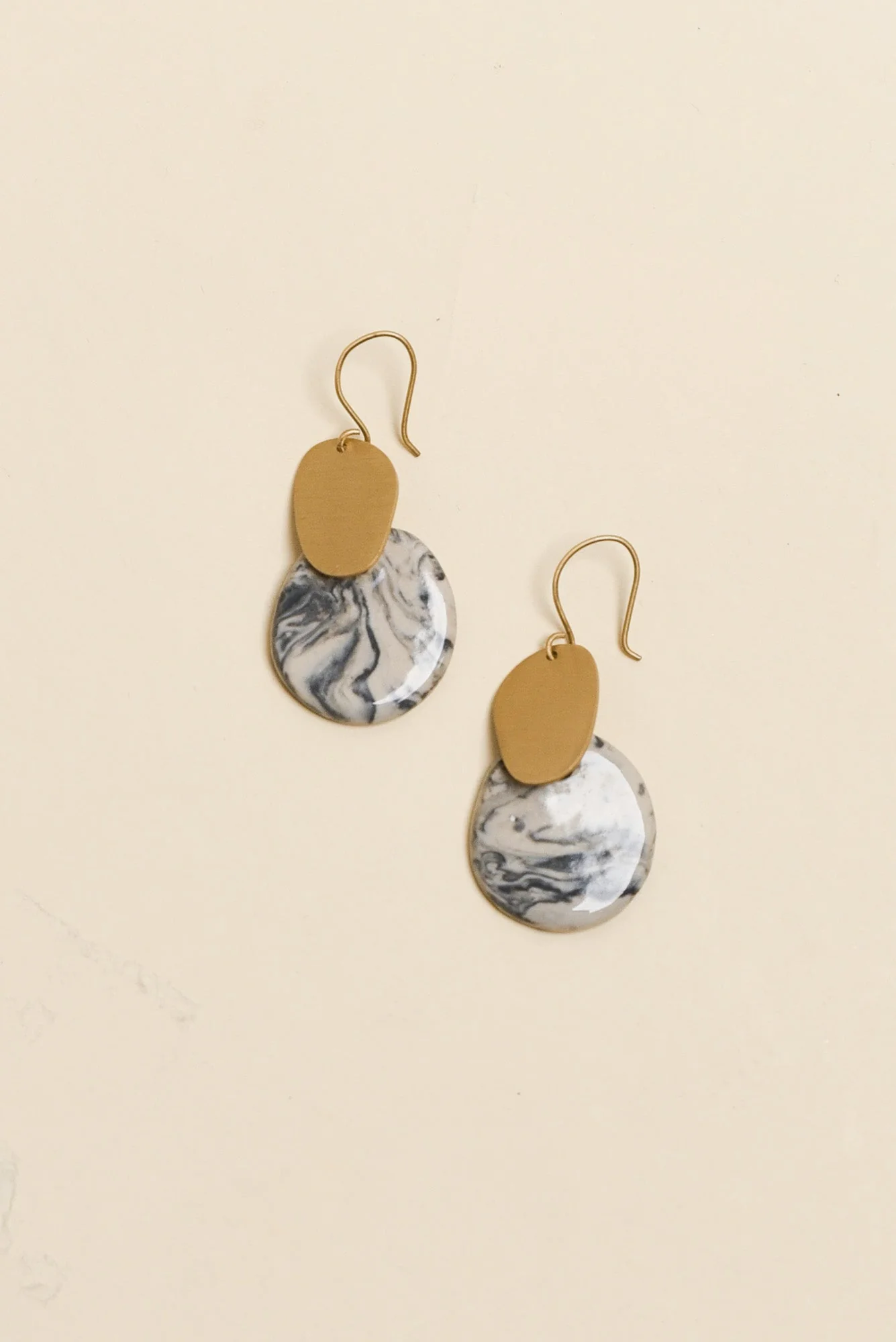 Mattea Grey Marble Drop Earrings