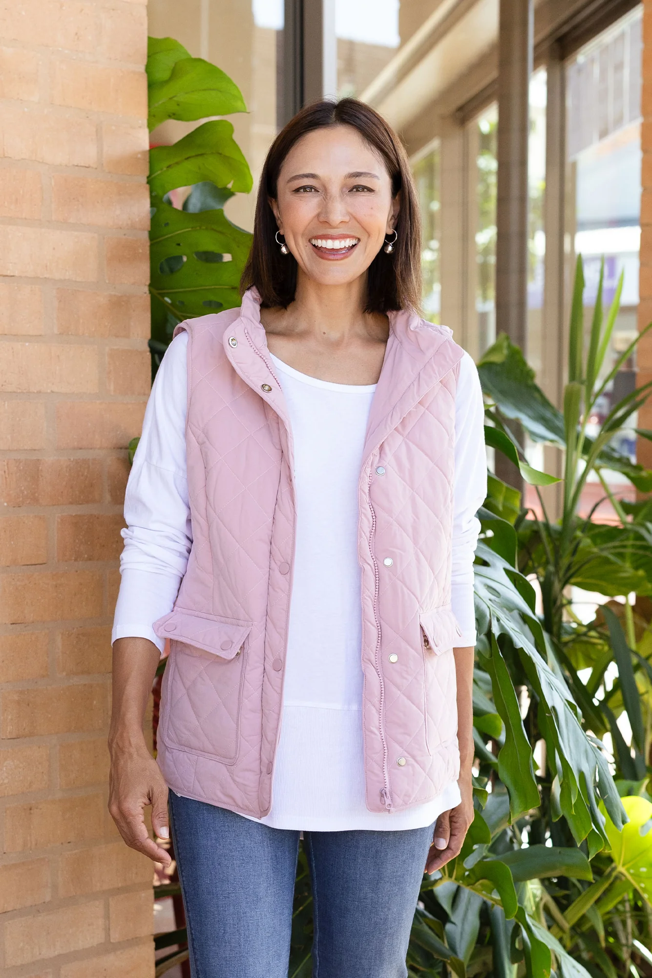 Max Pink Quilted Pocket Vest