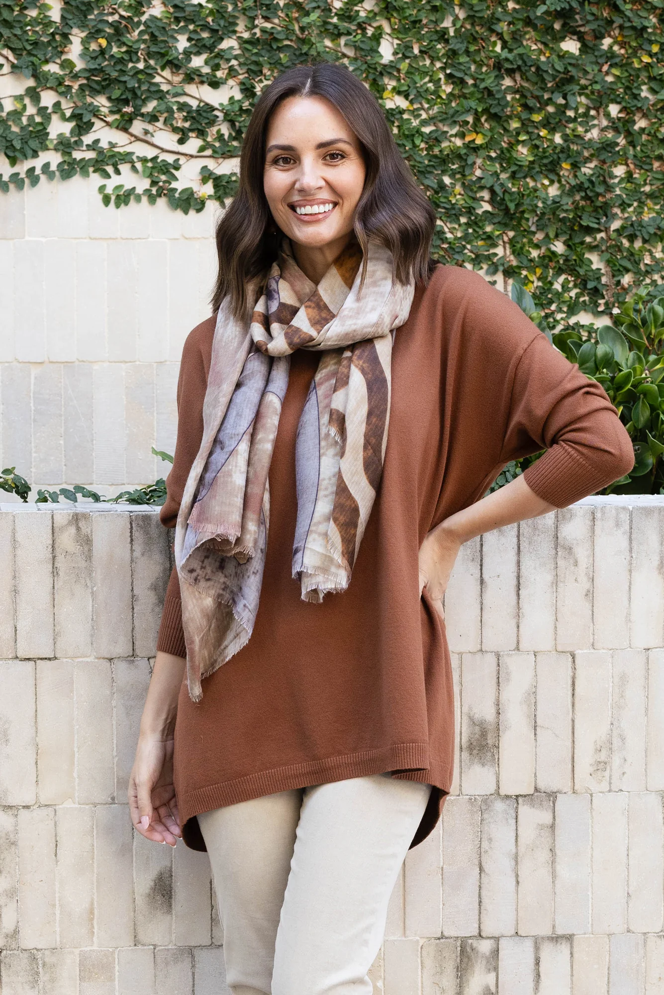Meryl Chocolate Wool Blend Drape Sweater