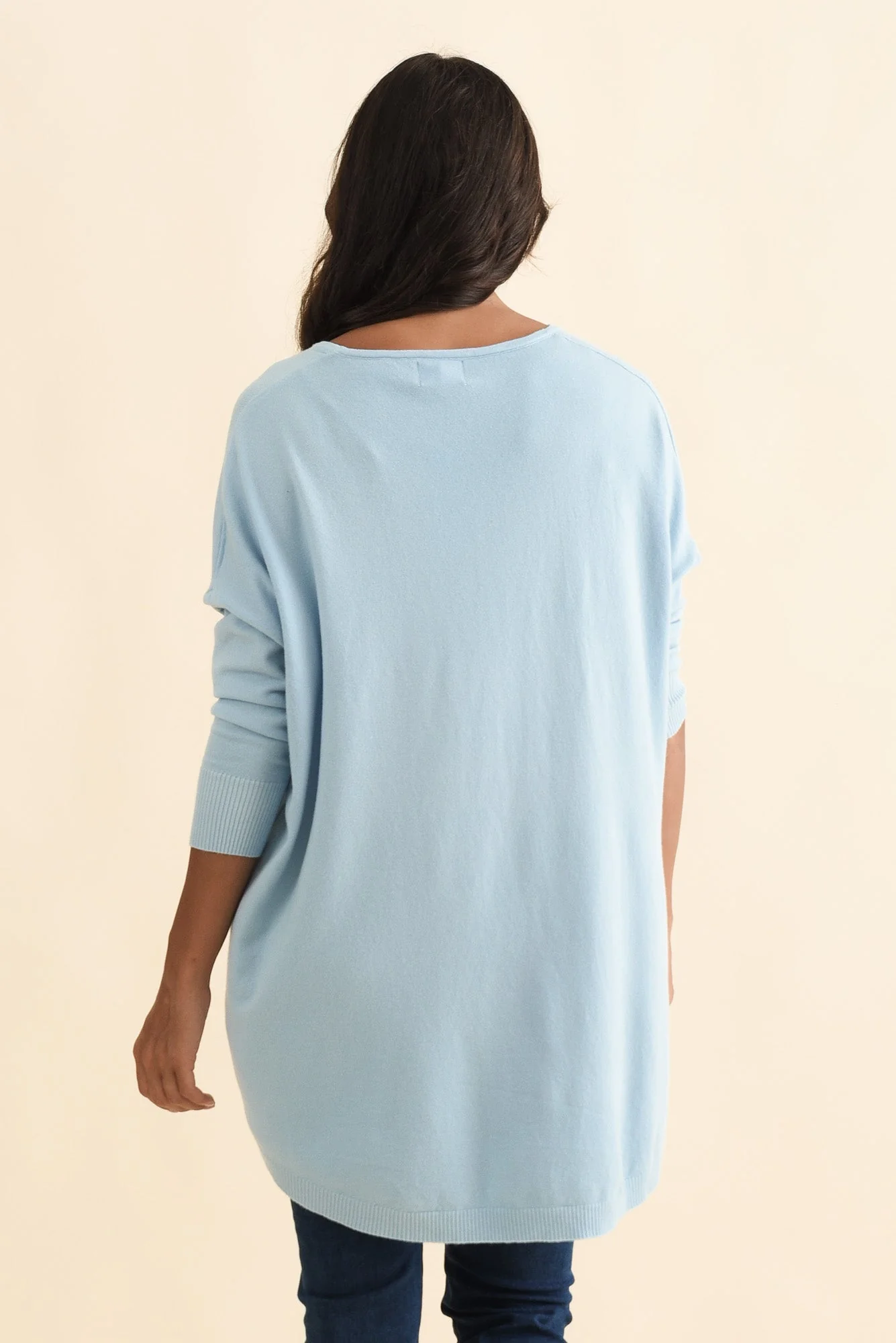 Meryl Light Blue Wool Blend Drape Sweater - Image 3
