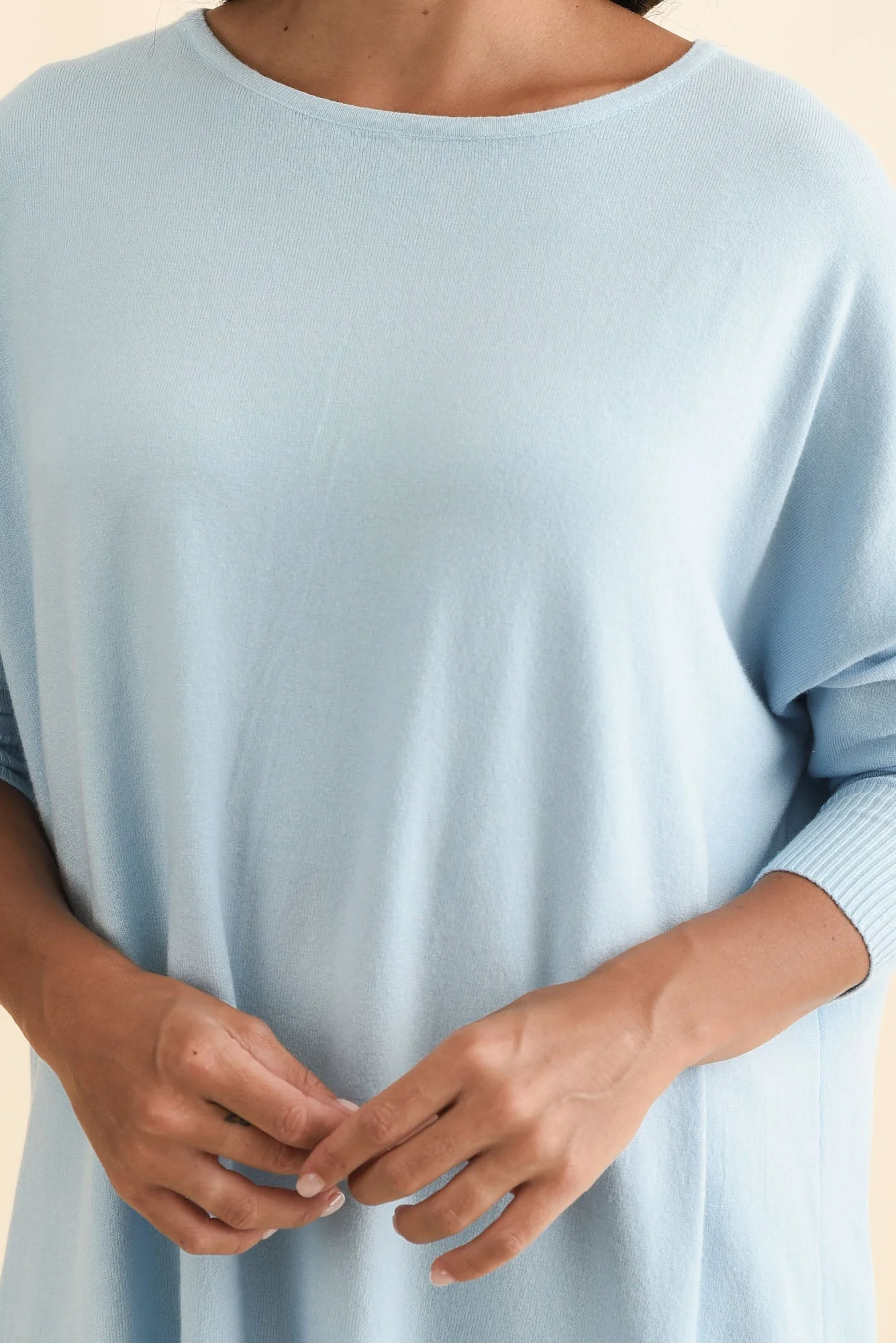 Meryl Light Blue Wool Blend Drape Sweater - Image 5
