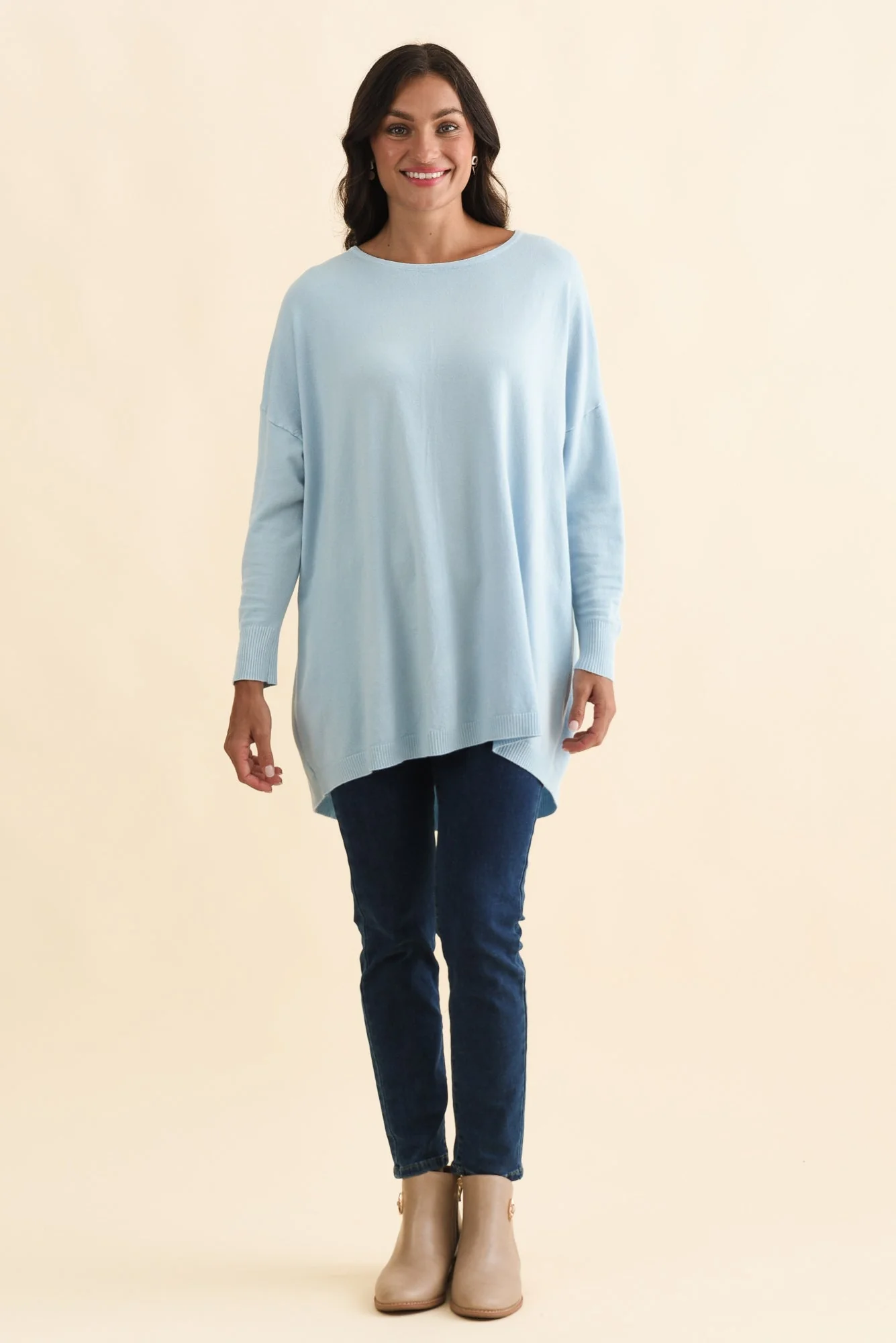 Meryl Light Blue Wool Blend Drape Sweater - Image 6