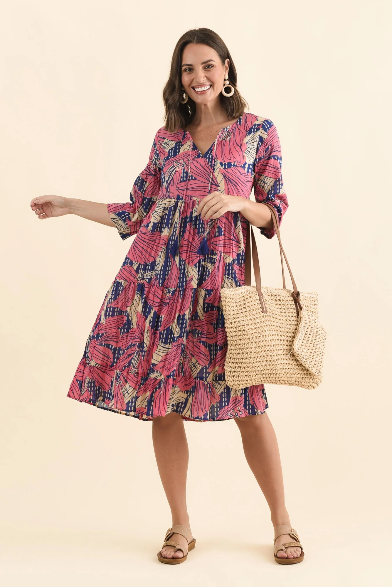 Milana Pink Lily Crinkle Cotton Dress