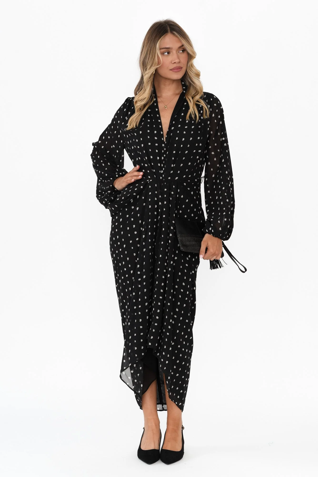 Mona Black Spot Dress - Image 2