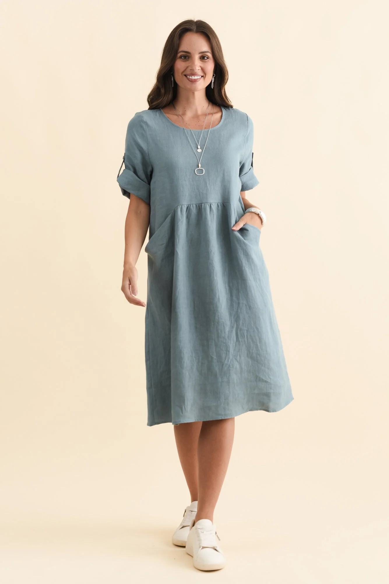 Nolita Steel Linen Pocket Dress